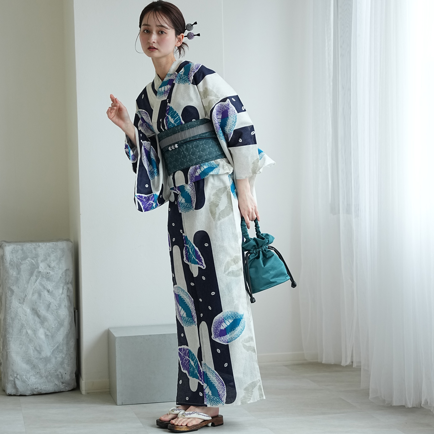 浴衣 レディース セット トールサイズ ニコアンティーク 3点セット