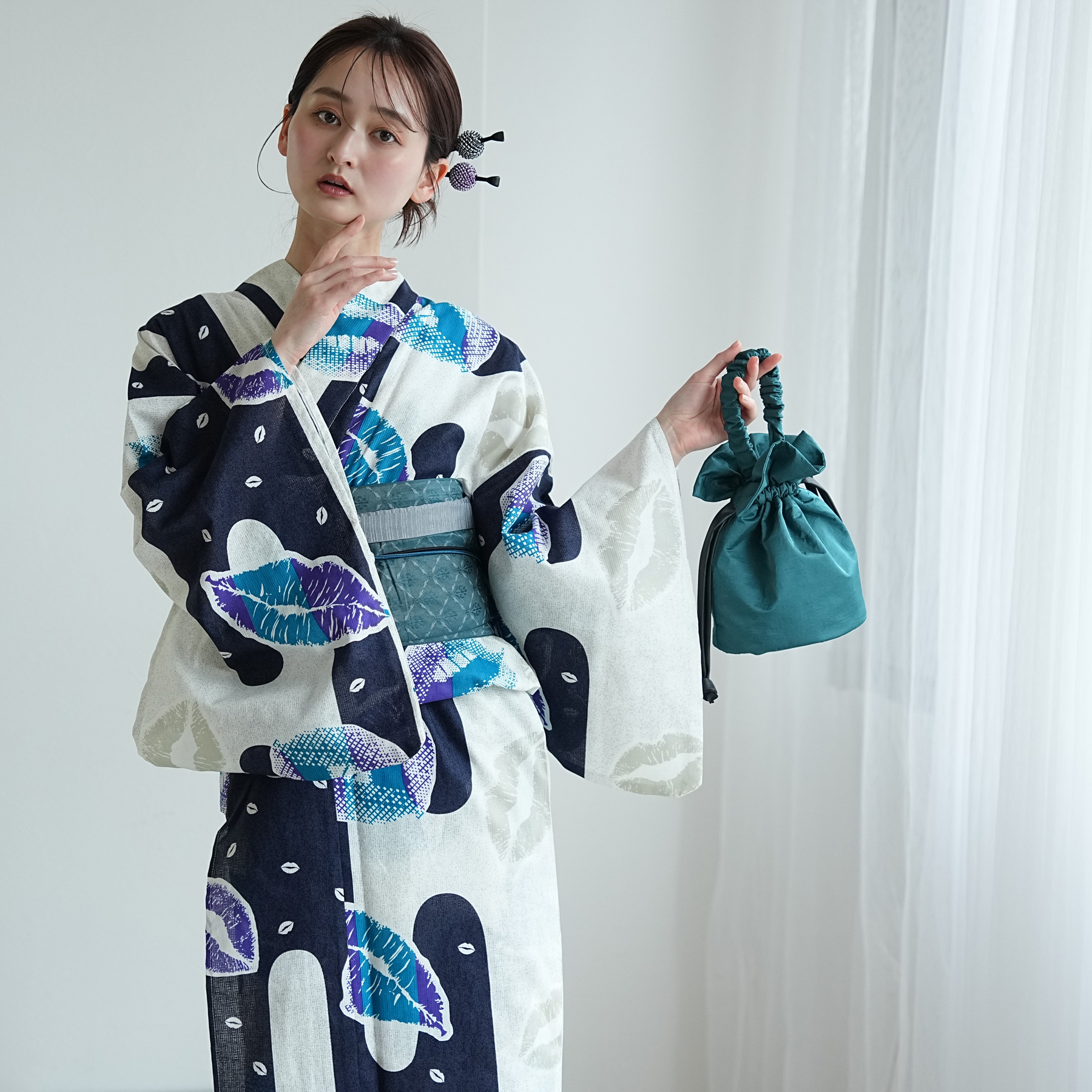 浴衣 レディース セット トールサイズ ニコアンティーク 3点セット