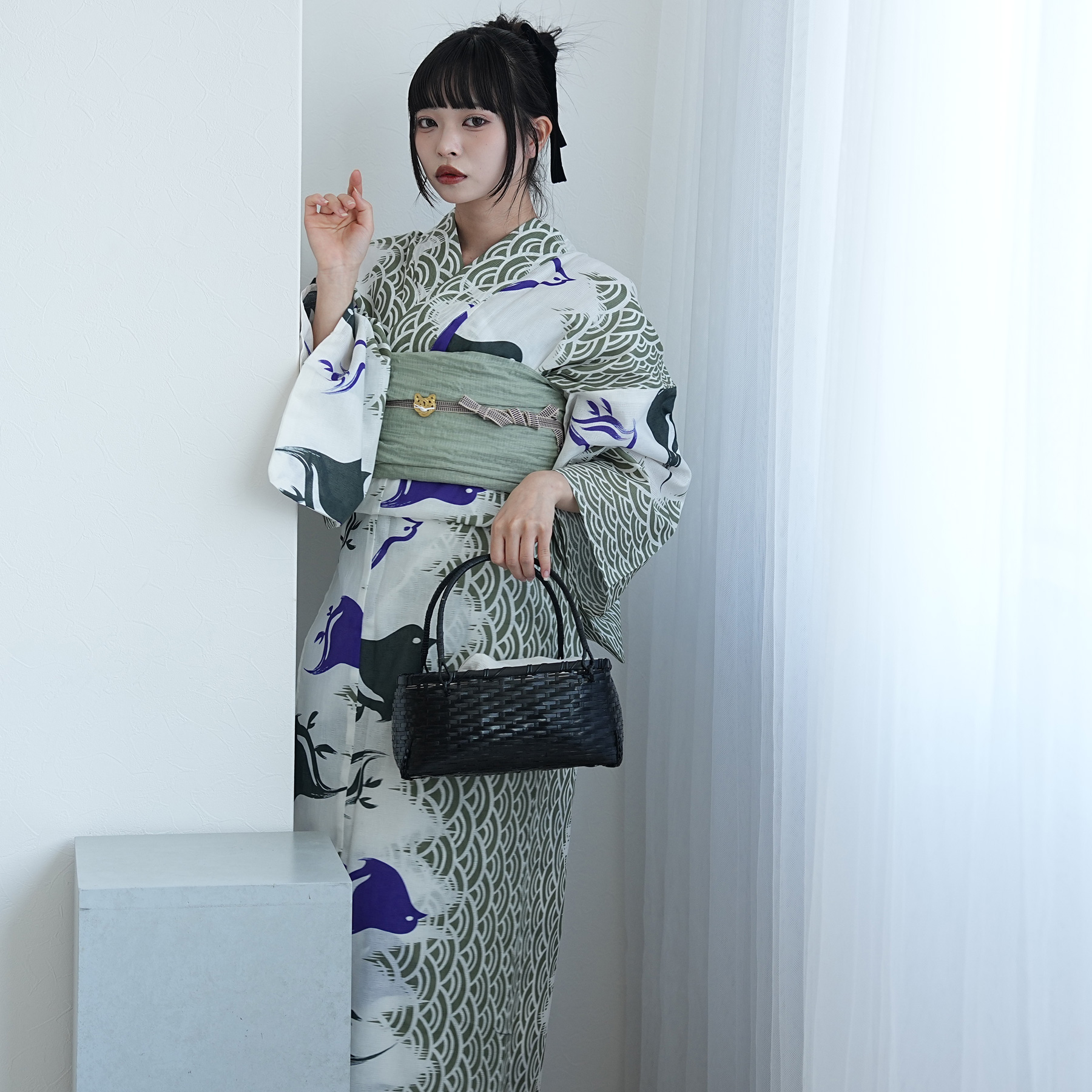 浴衣 レディース セット ニコアンティーク 3点セット 高級変わり織 片