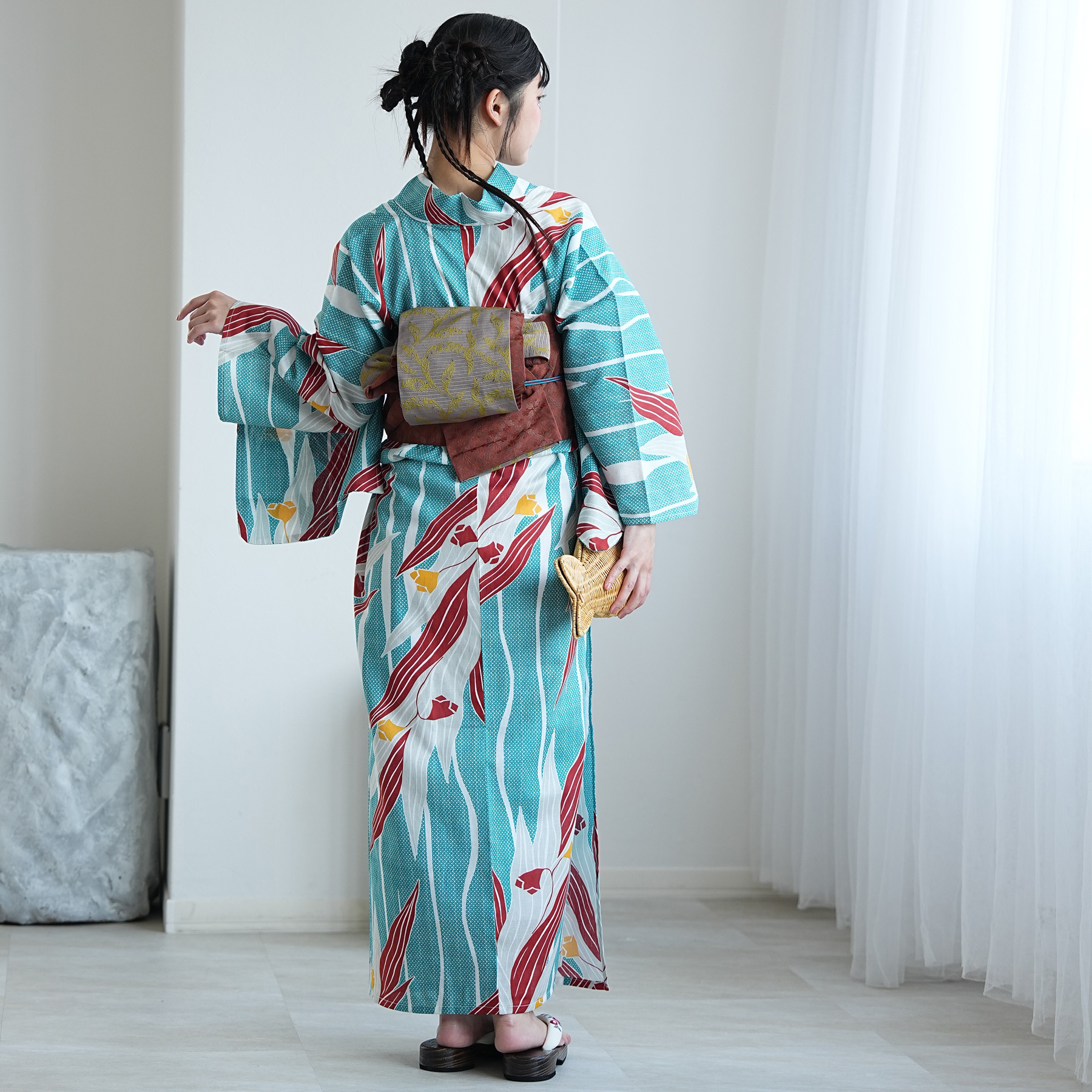 浴衣 レディース セット トールサイズ ニコアンティーク 3点セット