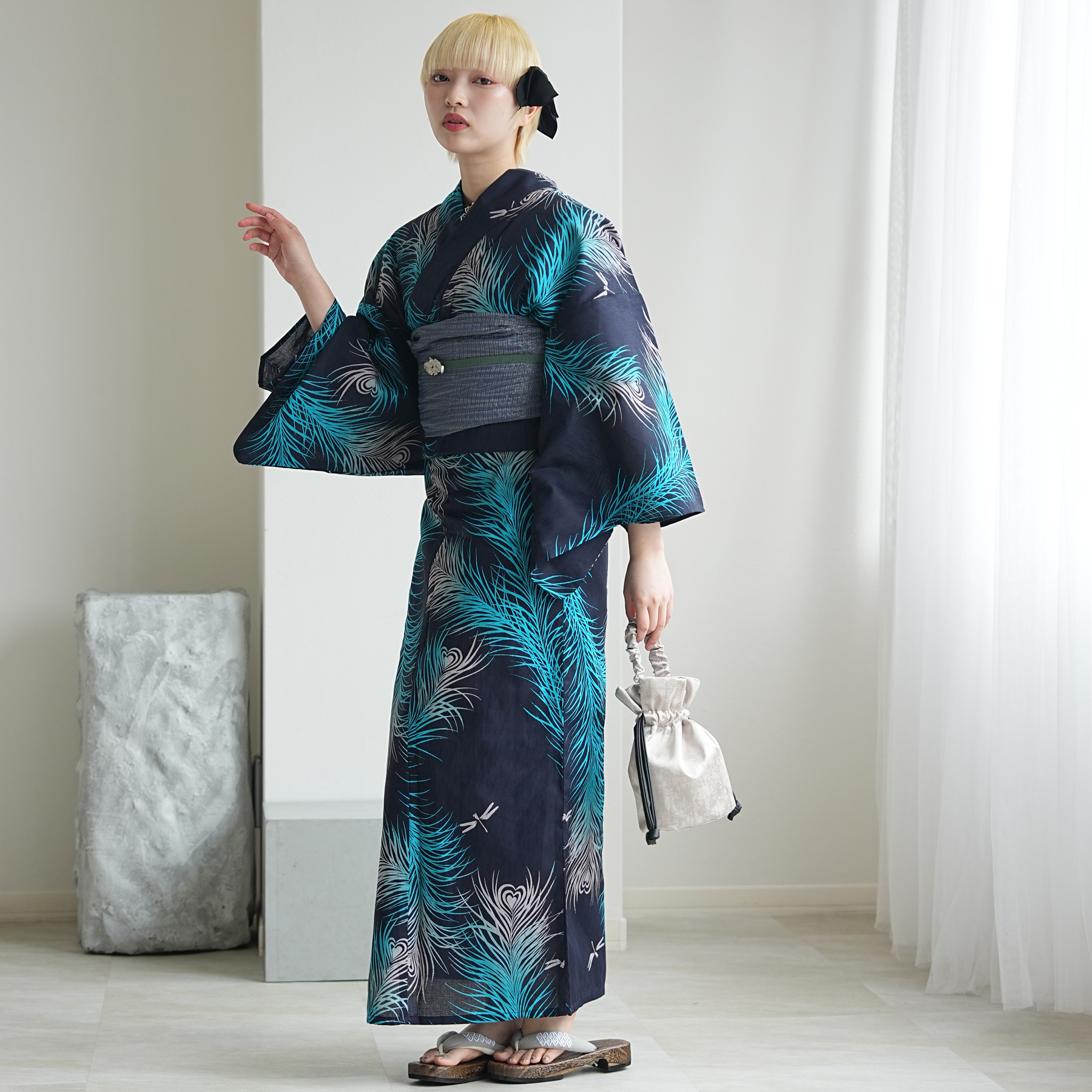 浴衣 レディース セット 3L ニコアンティーク 3点セット 高級変わり織