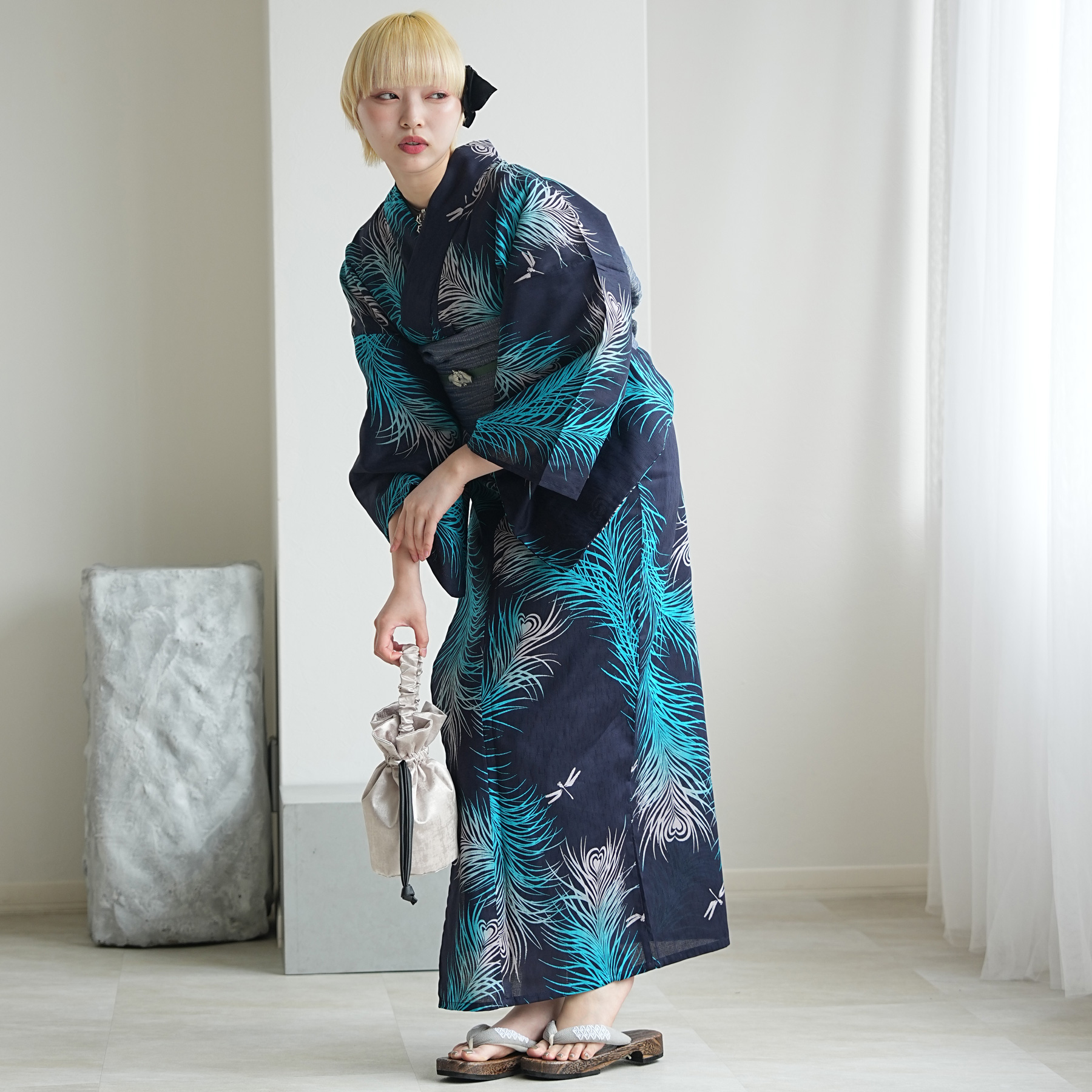 utatane ニコアンティーク和歌山染工　浴衣　ネイビー　セット　帯　兵児帯 浴衣 レディース セット Sサイズ ニコアンティーク 3点セット 高級