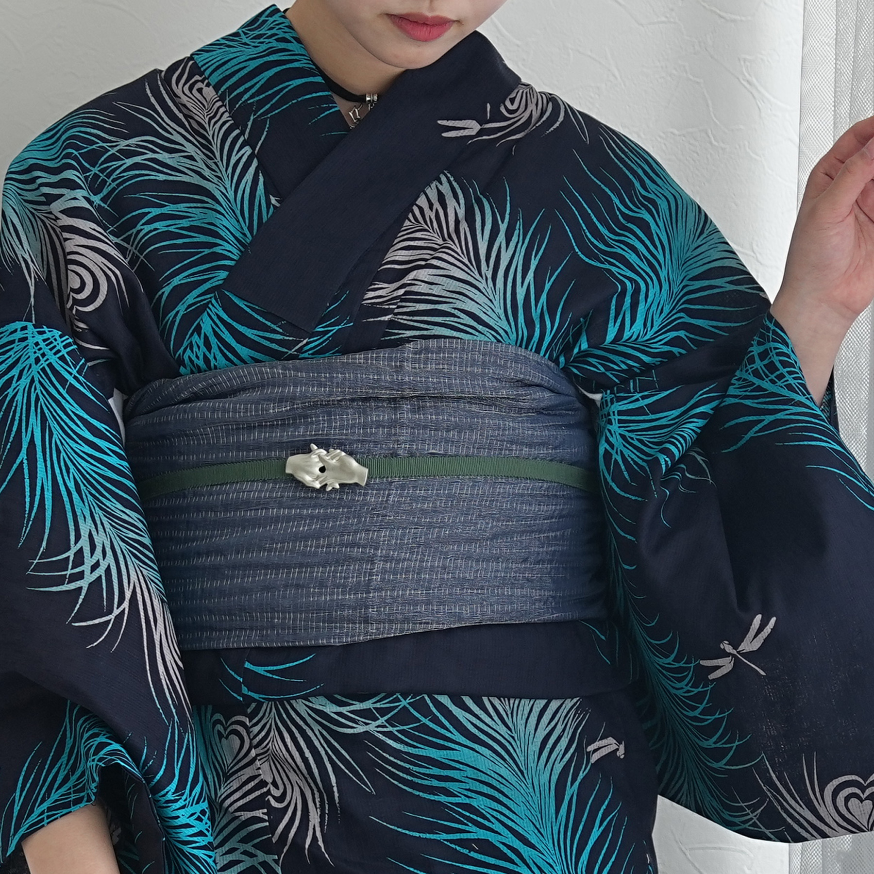utatane ニコアンティーク和歌山染工　浴衣　ネイビー　セット　帯　兵児帯 浴衣 レディース セット Sサイズ ニコアンティーク 3点セット 高級