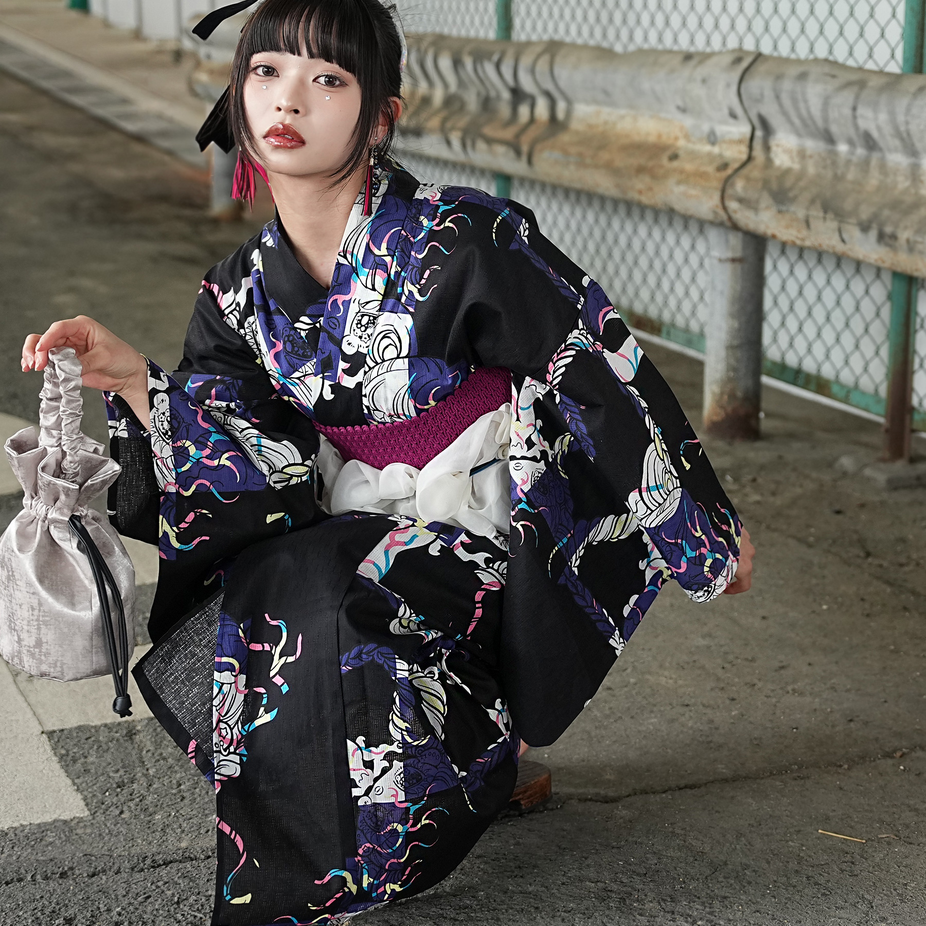 浴衣 レディース セットニコアンティーク×せきやゆりえ コラボ 浴衣3点
