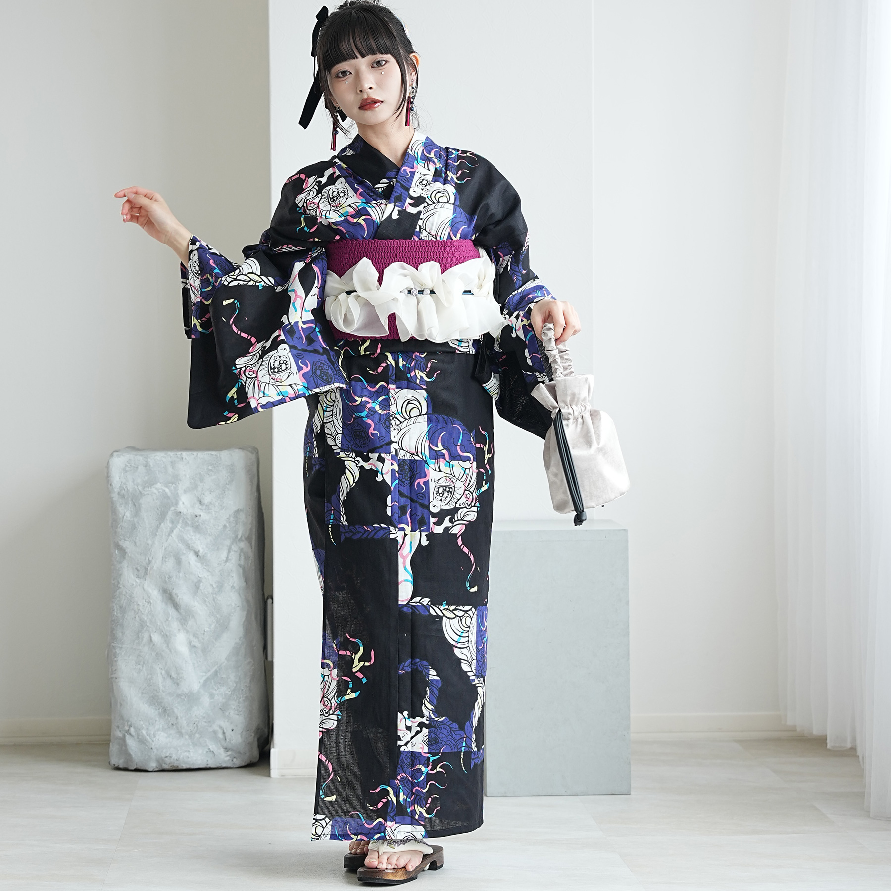 浴衣 レディース セットニコアンティーク×せきやゆりえ コラボ 浴衣3点
