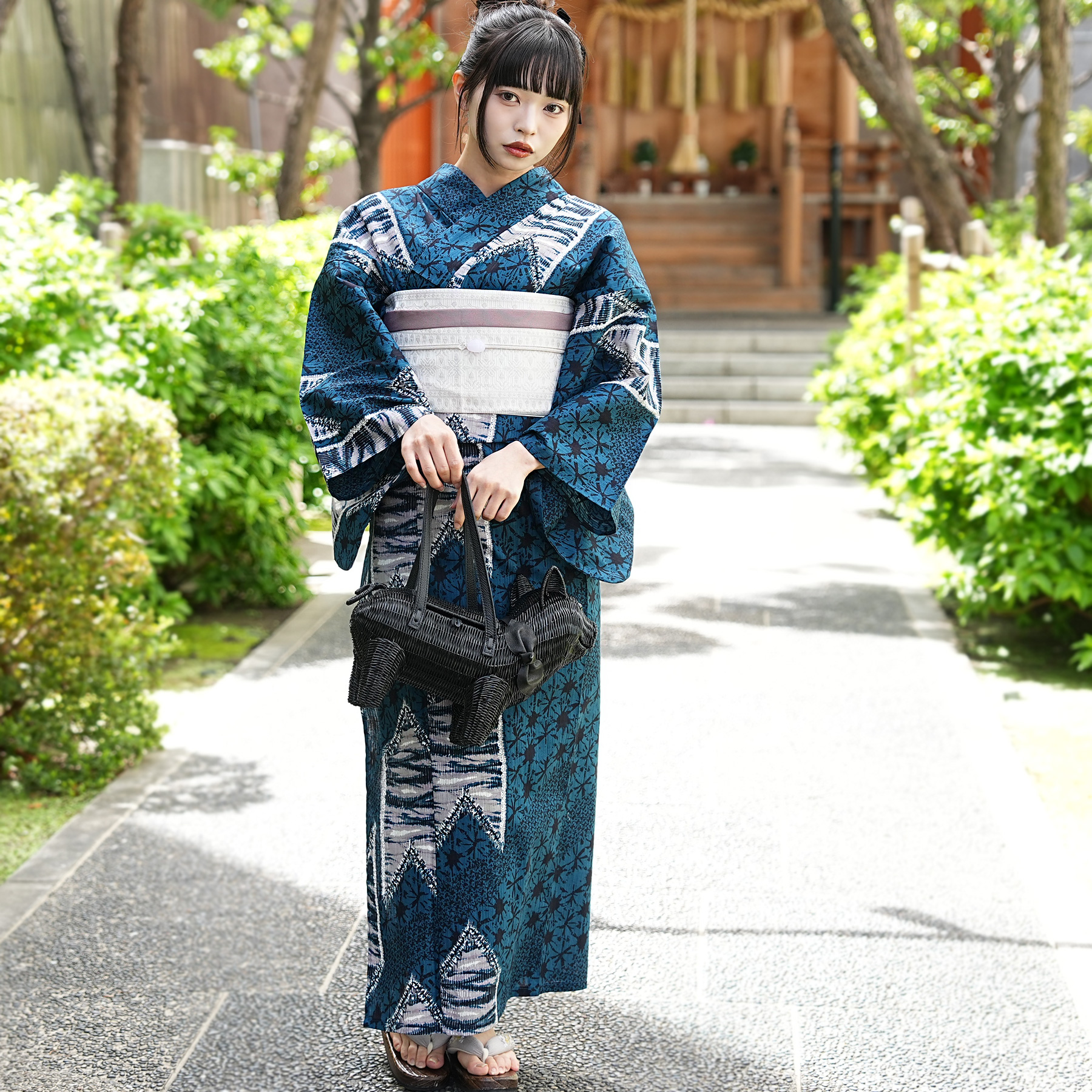 浴衣 レディース セット ニコアンティーク 3点セット 高級変わり織 片