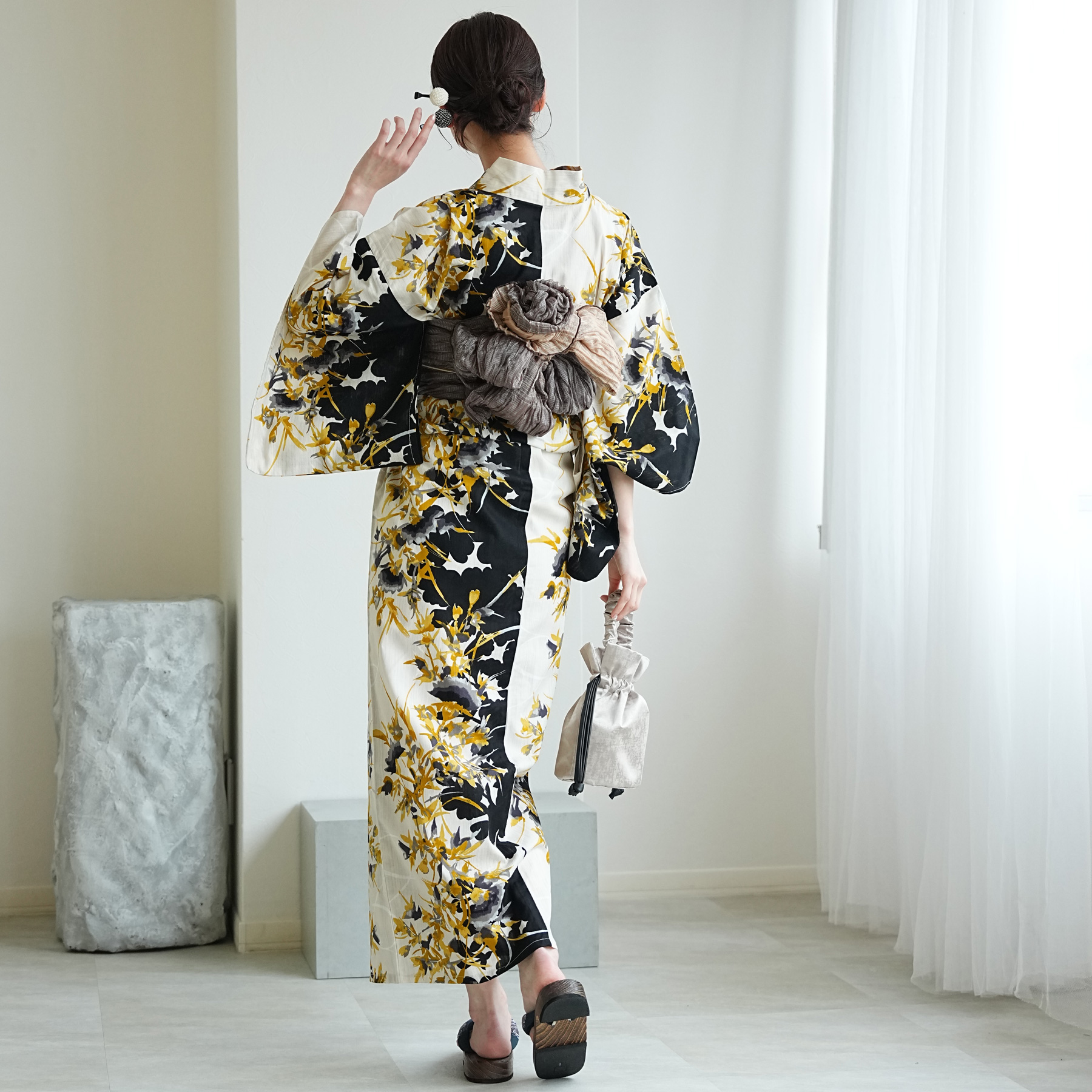 浴衣 レディース セット ニコアンティーク 3点セット 高級変わり織