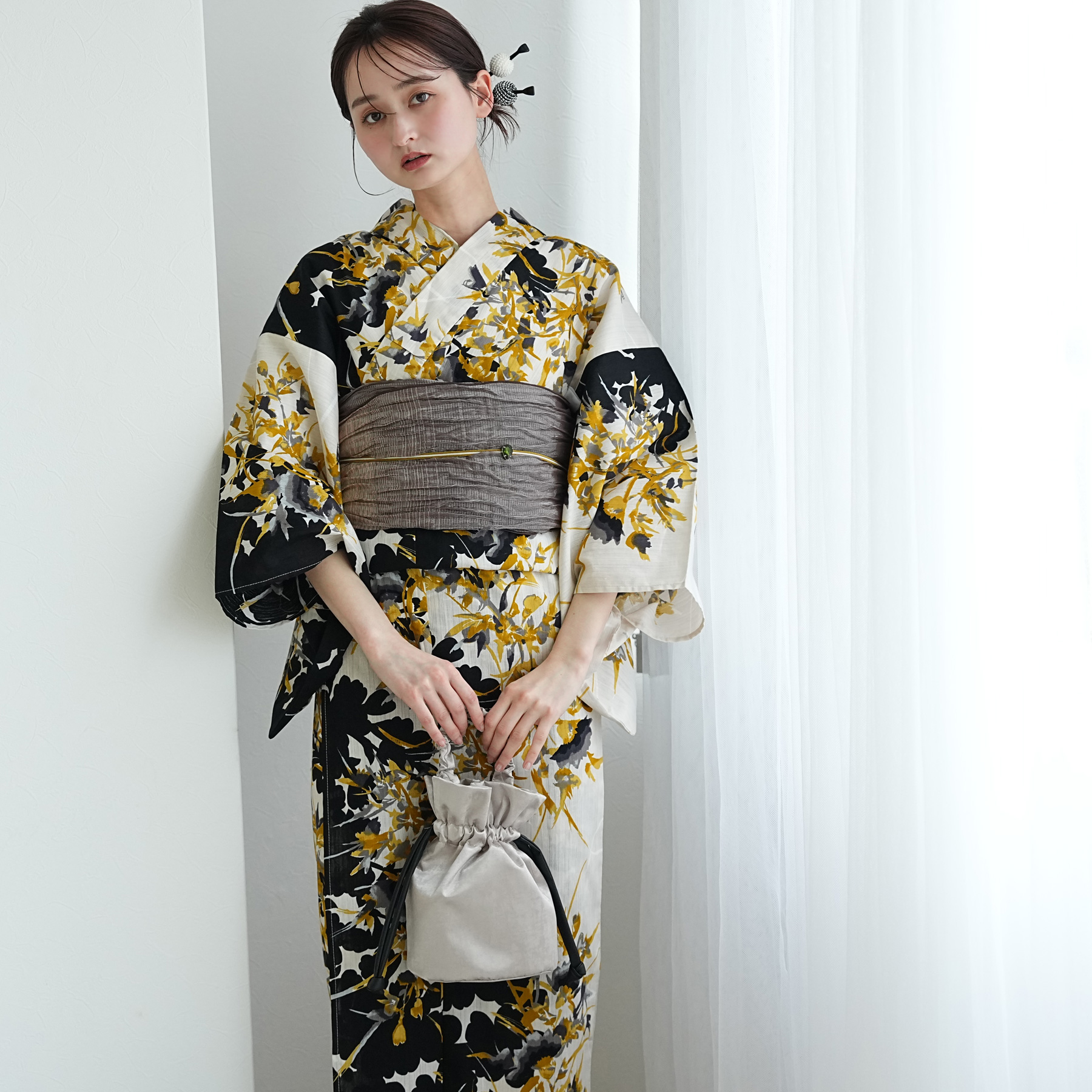 浴衣 レディース セット ニコアンティーク 3点セット 高級変わり織