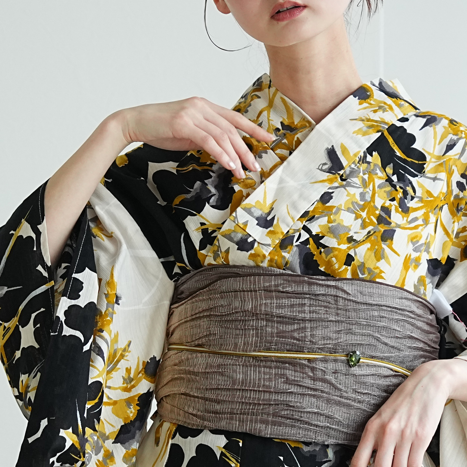 浴衣 レディース セット ニコアンティーク 3点セット 高級変わり織