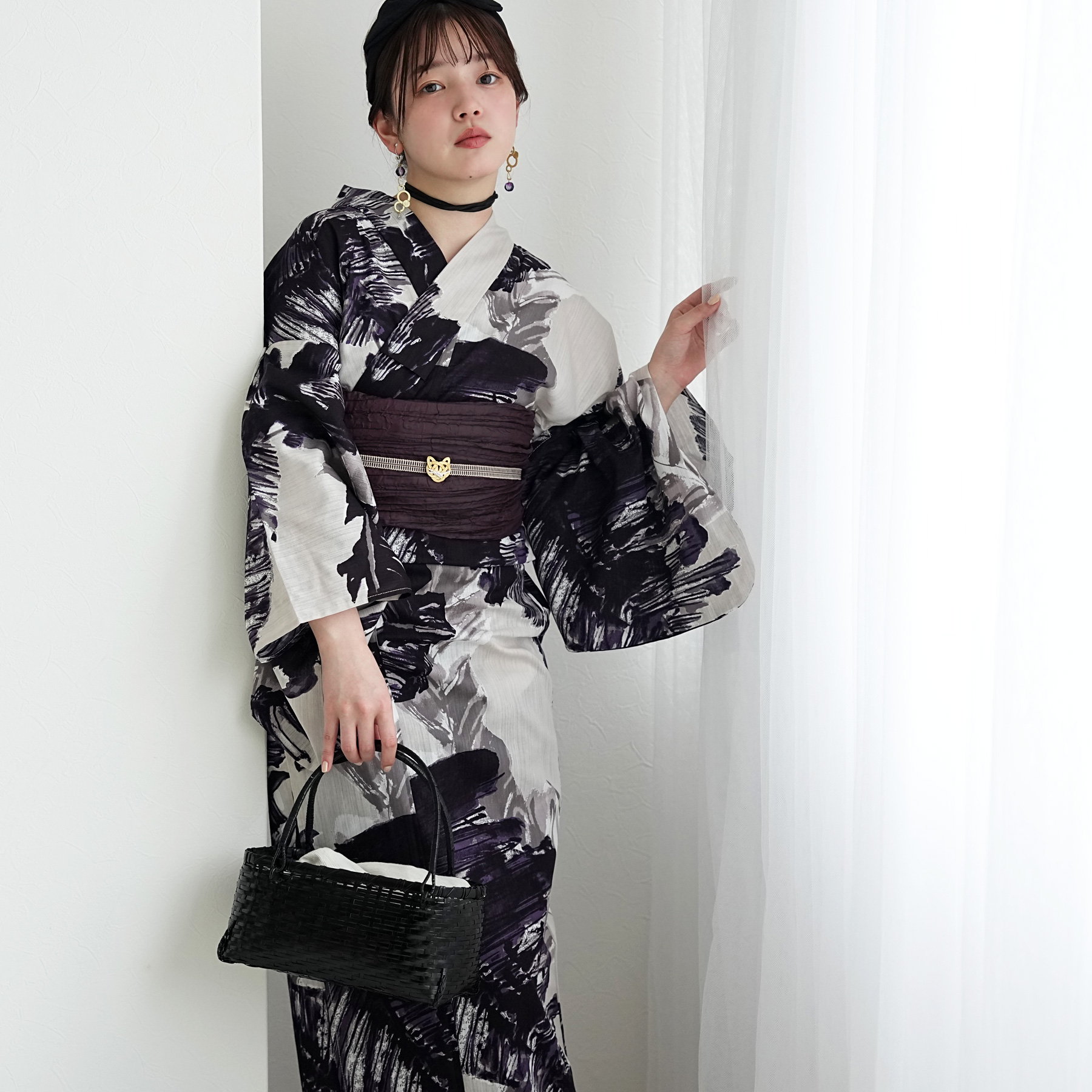 浴衣 レディース セット ニコアンティーク 3点セット 高級変わり織