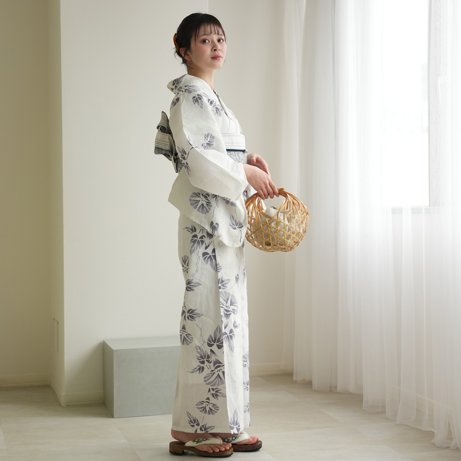 ekko　浴衣　ゆかた　女性浴衣　注染 utatane 浴衣 レディース セット × 注染工房 注染浴衣3点セット 近江縮