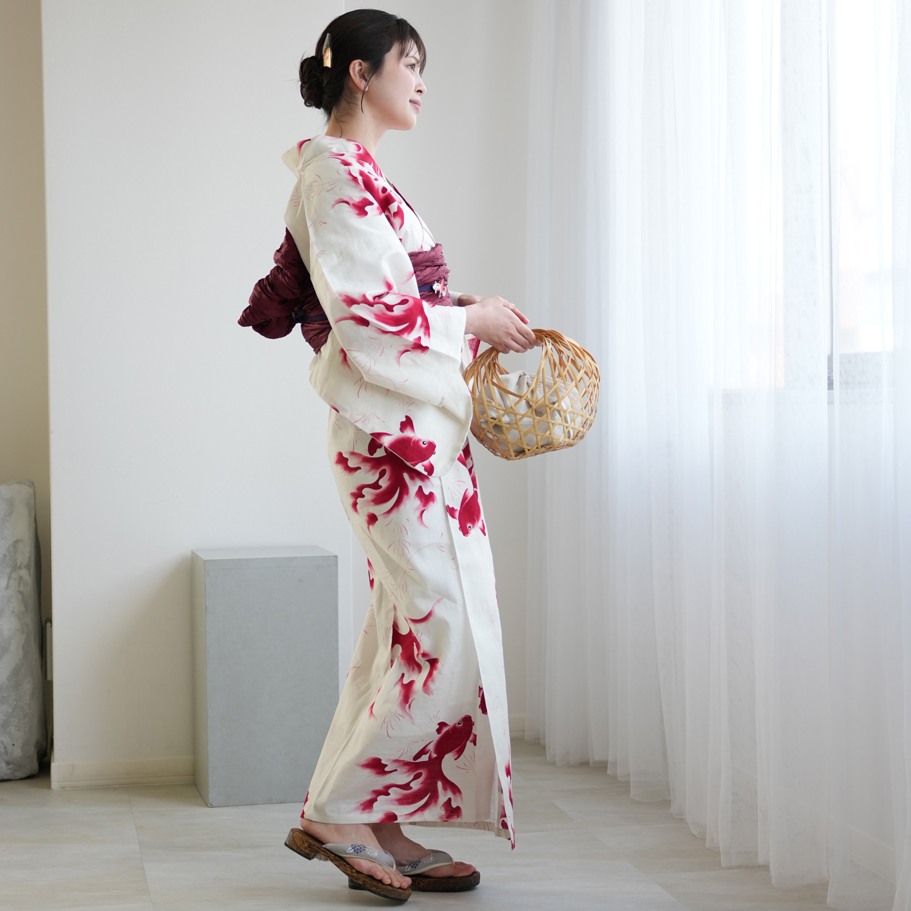 浴衣 レディース セット 高級変わり織 浴衣3点セット 紅泳（こうえい