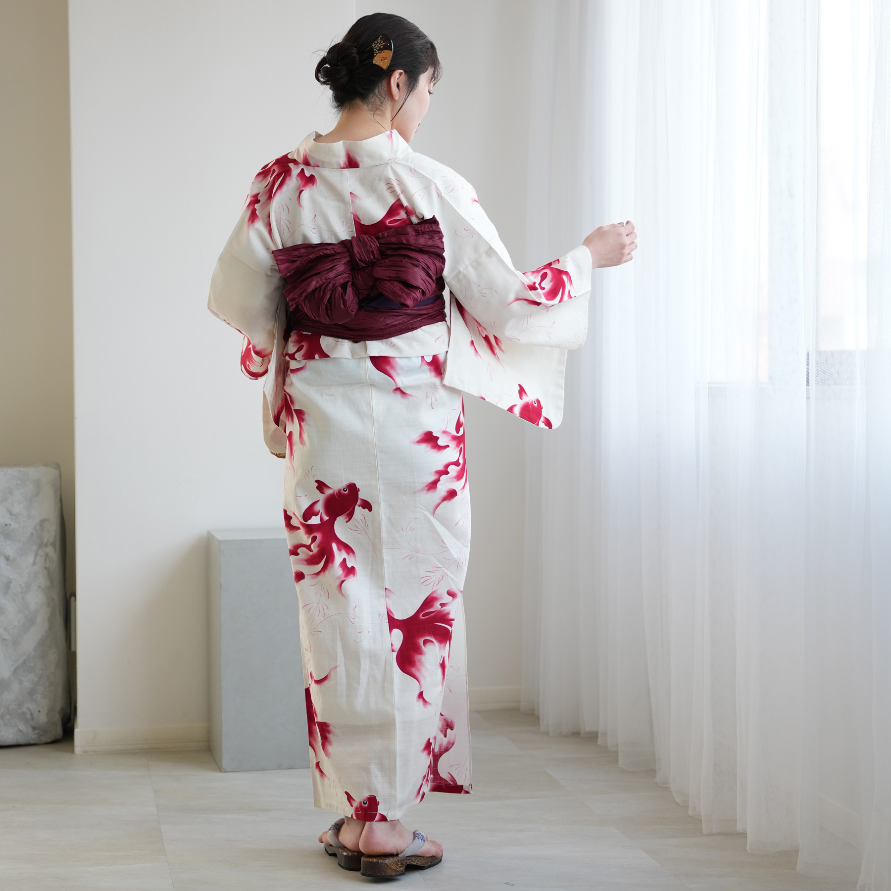 浴衣 レディース セット 高級変わり織 浴衣3点セット 紅泳（こうえい