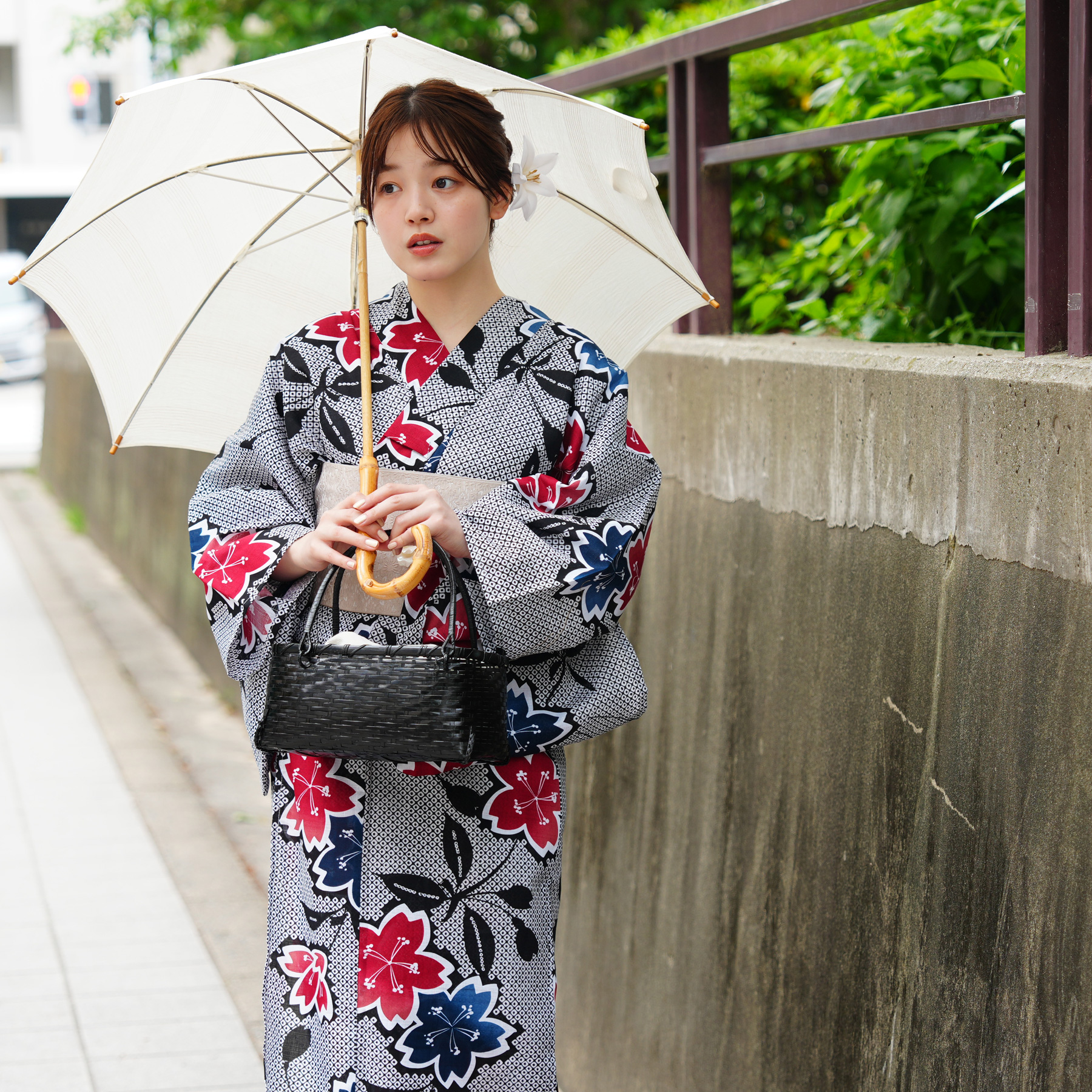 浴衣 レディース セット 高級変わり織 浴衣3点セット 粋モダン 黒の