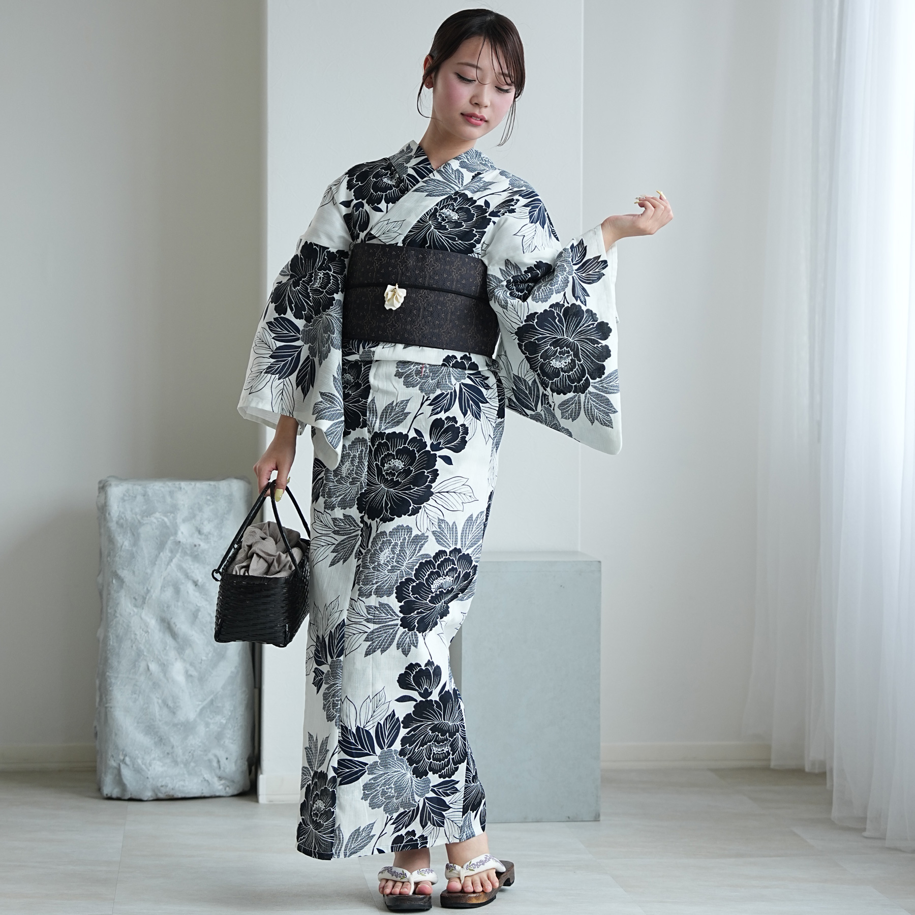 浴衣 レディース セット 綿麻 高級変わり織 ...の詳細画像1