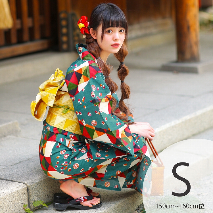 変わり織　浴衣・帯、下駄セット utatane 浴衣 レディース セット （浴衣/下駄/帯）sサイズ