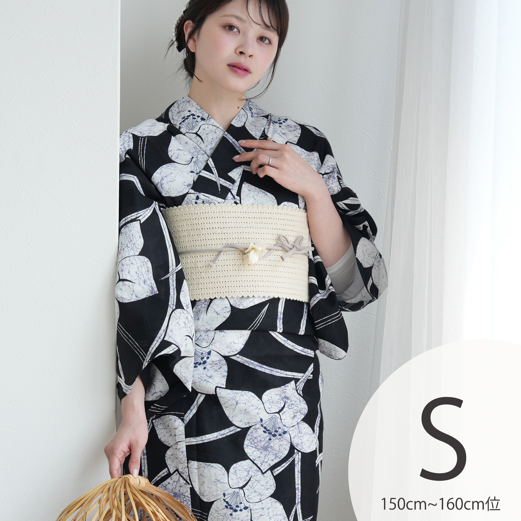 浴衣Sサイズ　ウタタネ　未使用　下駄　小物セット utatane 浴衣 レディース セット Sサイズ 高級変わり織 浴衣3点セット