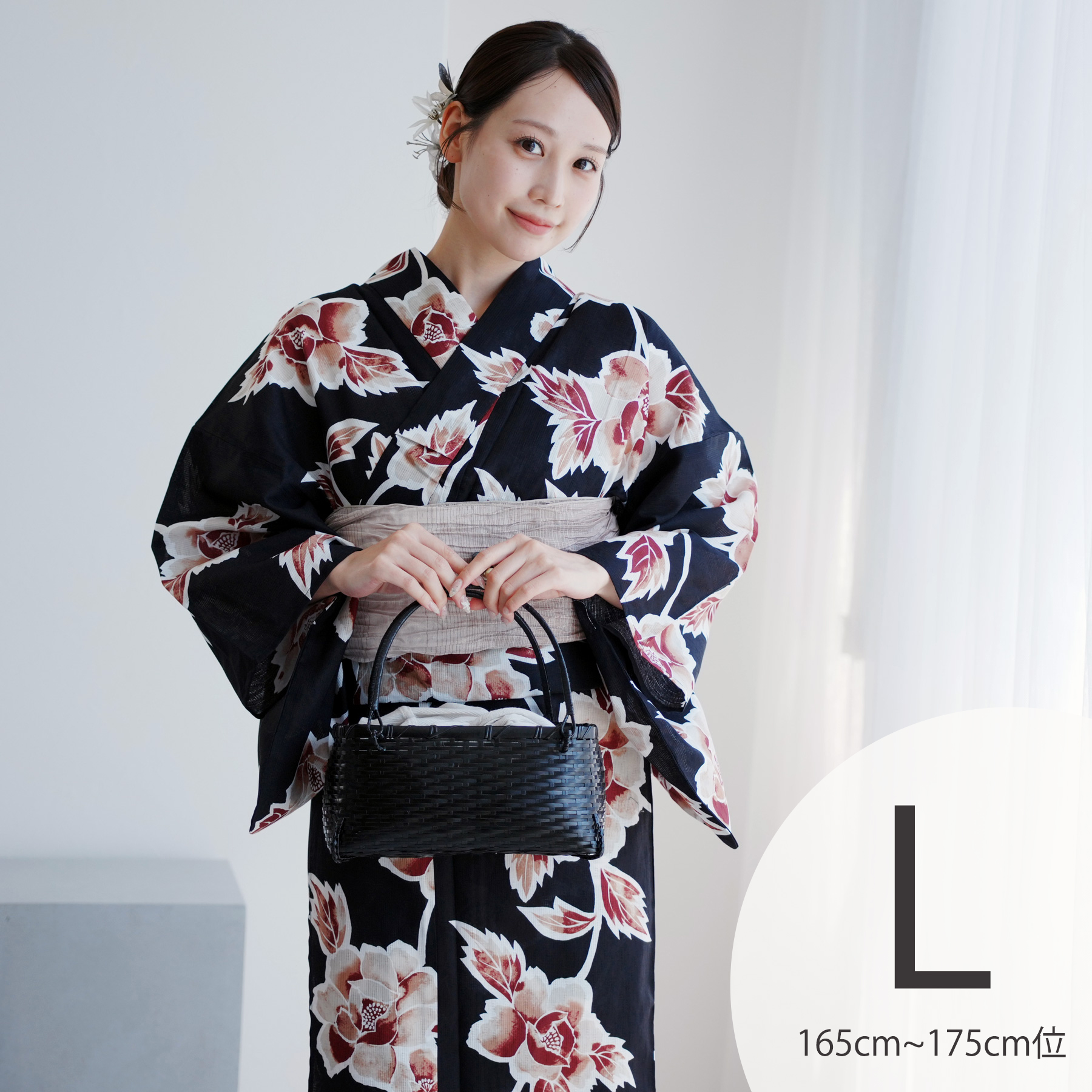 utatane 浴衣 レディース セット 高級変わり織 浴衣3点セット 黒