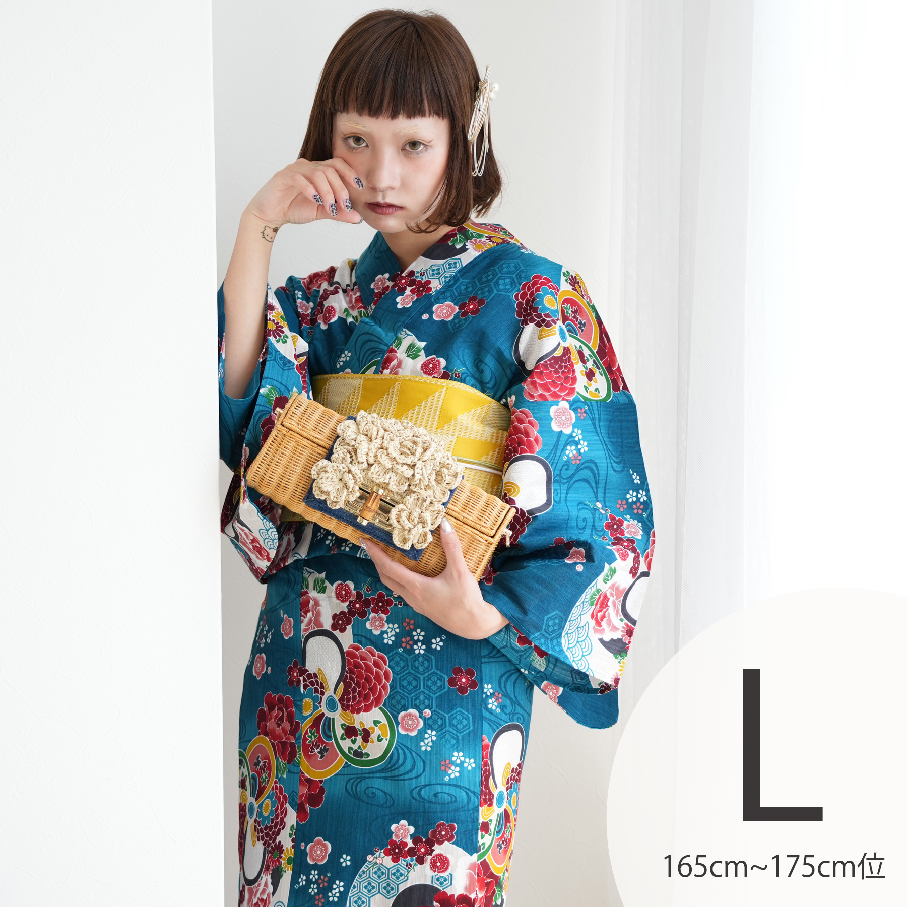 【新品】utatane ニコアンティーク　3点セット　レディース浴衣 帯 下駄 浴衣 レディース セット ニコアンティーク 高級変わり織 浴衣3点
