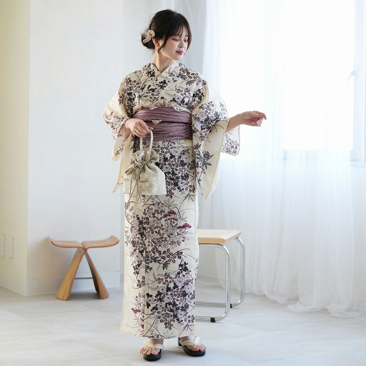 utatane｜utatane 高級変わり織 浴衣3点セット きなりに抹茶の露