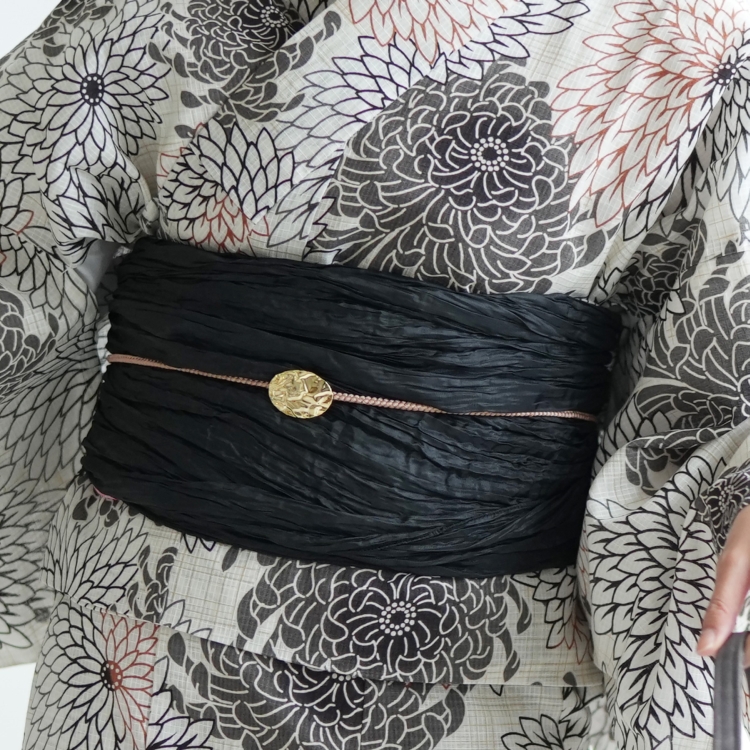 浴衣 レディース セット（浴衣 帯 下駄） セパレート utatane 古典柄 レトロ 大正ロマン 花 高級変わり織 二部式浴衣3点セット 先染め風ベージュにモダン糸菊 浴衣 帯 下駄