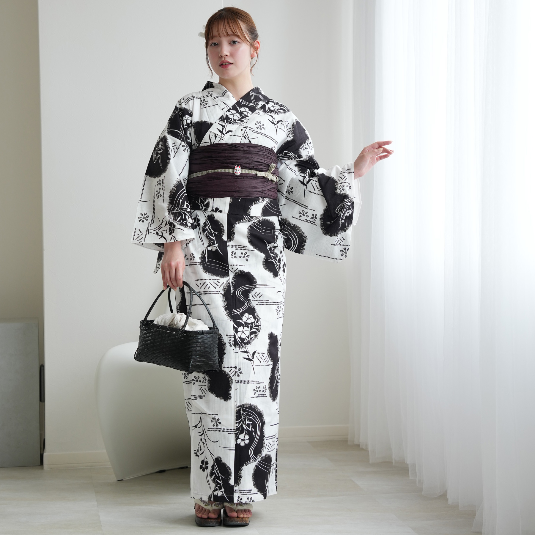 二部式浴衣セット utatané 綿100% 楽天市場】【utatane セパレート高級変わり織 二部式浴衣3点