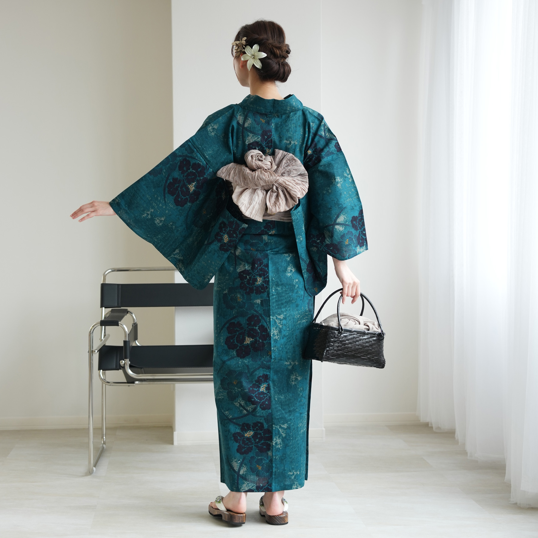 utatane セパレート 二部式浴衣3点セット utatane｜utatane セパレート 二部式浴衣3点セット ネイビーに