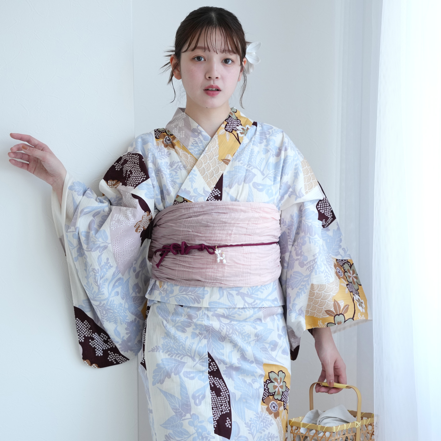 utatane｜utatane/(W)高級変わり織り浴衣3点セット 先染め風