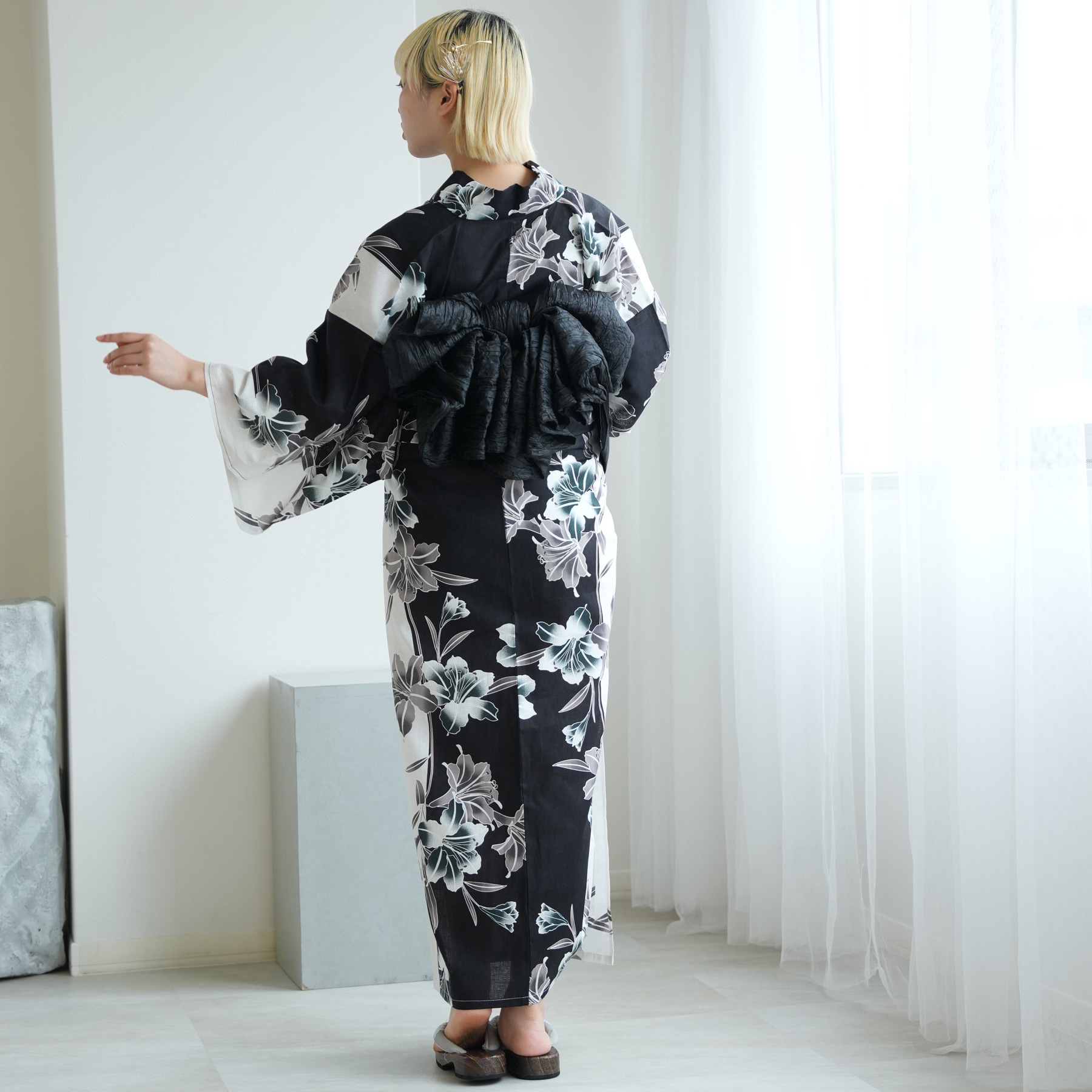 試着のみ　utatane セパレート浴衣 帯下駄3点セット utatane 浴衣 レディース セット セパレート 簡単 二部式 浴衣3点