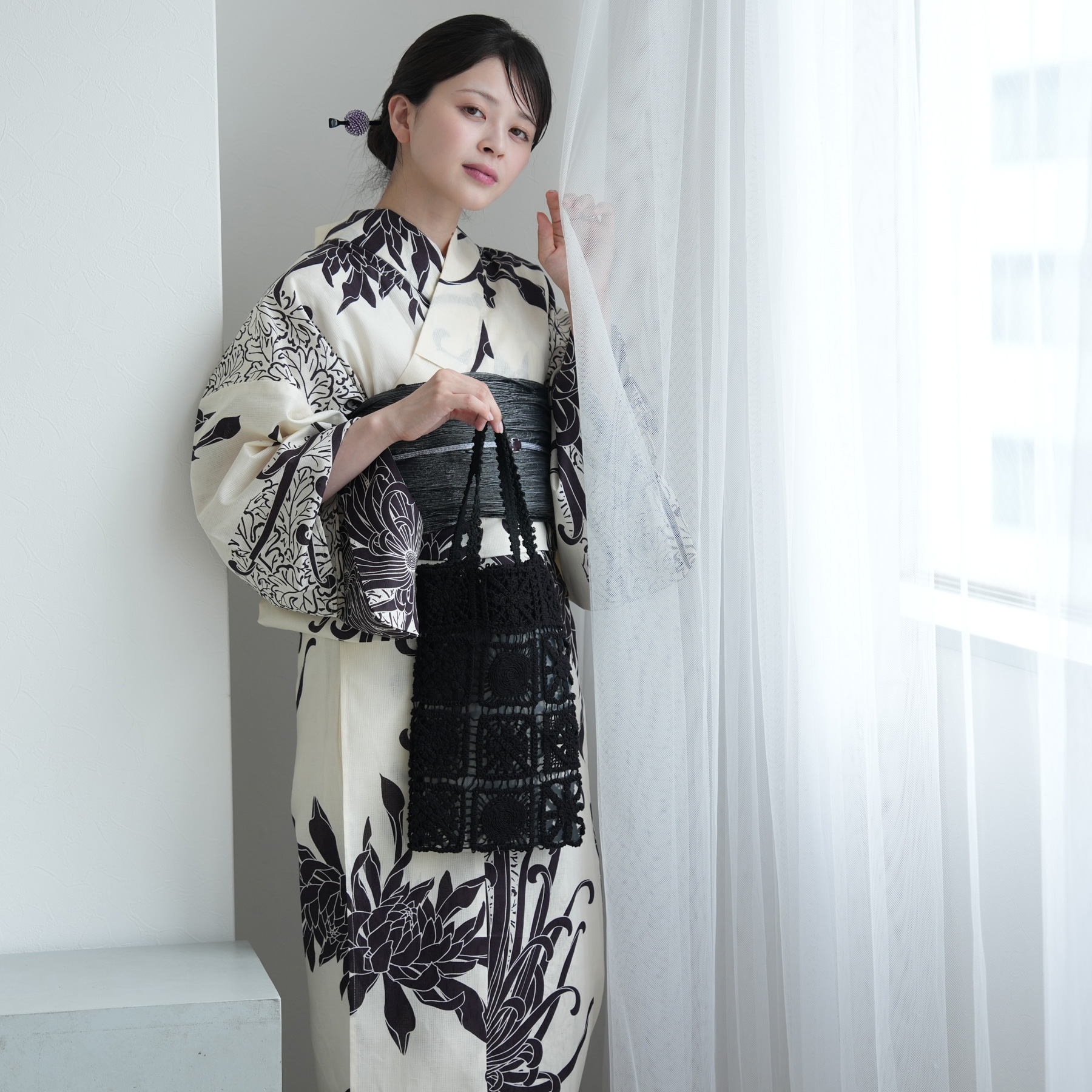 試着のみ　utatane セパレート浴衣 帯下駄3点セット utatane 浴衣 レディース セット セパレート 簡単 二部式 浴衣3点