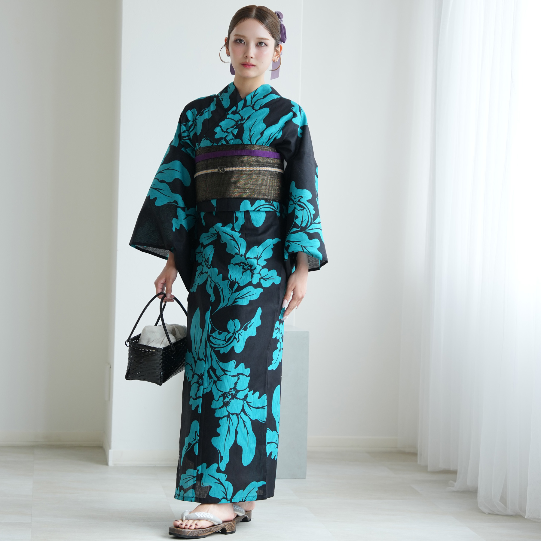 Utatane☆新品未使用☆2部式浴衣3点セット utatane 浴衣 レディース セット セパレート 簡単 二部式 浴衣3点