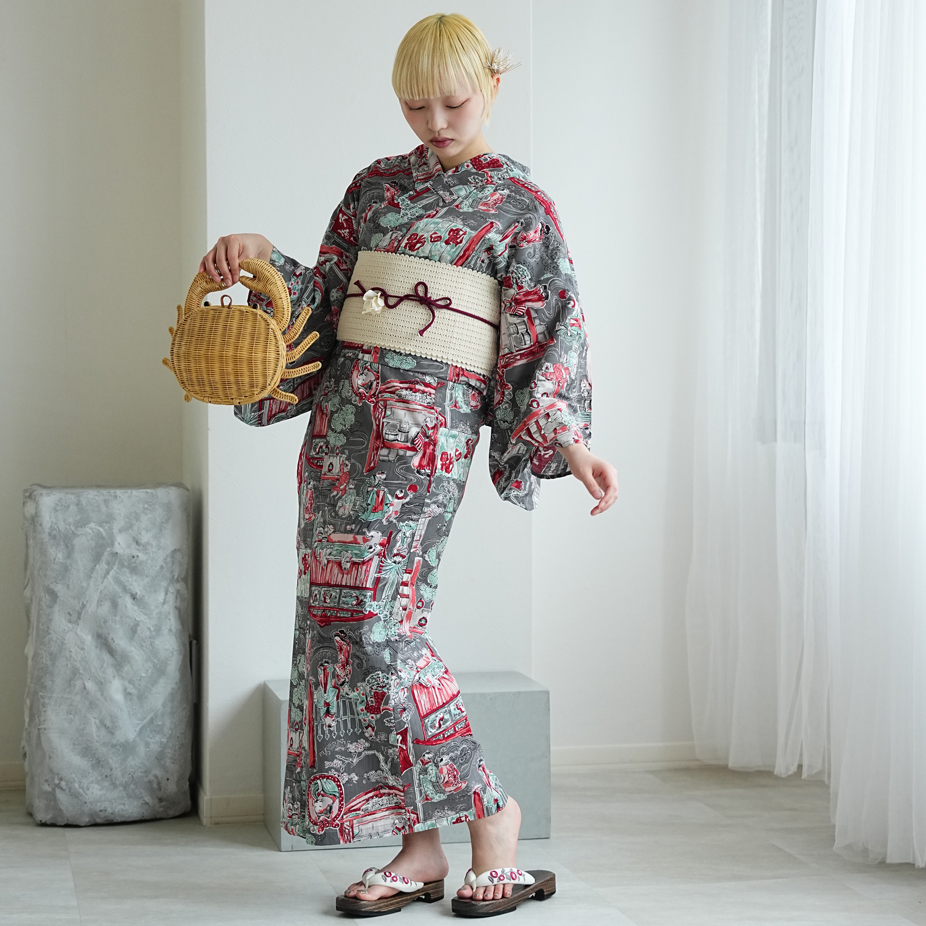 浴衣 レディース セット セパレート 簡単 ニコアンティーク 二部式 3点