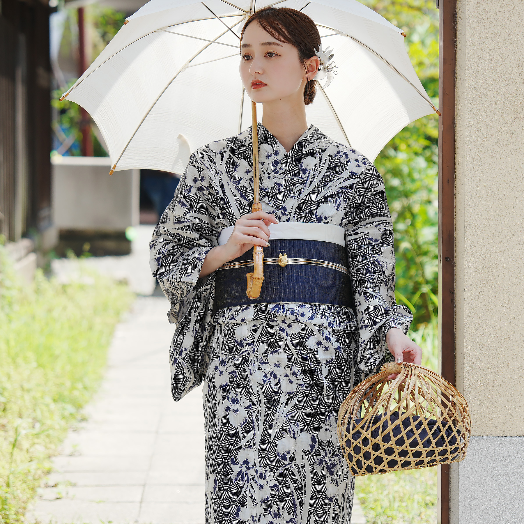 utatane×Acka.］鮫小紋と菖蒲 navy 浴衣4set : 浴衣通販 utatane