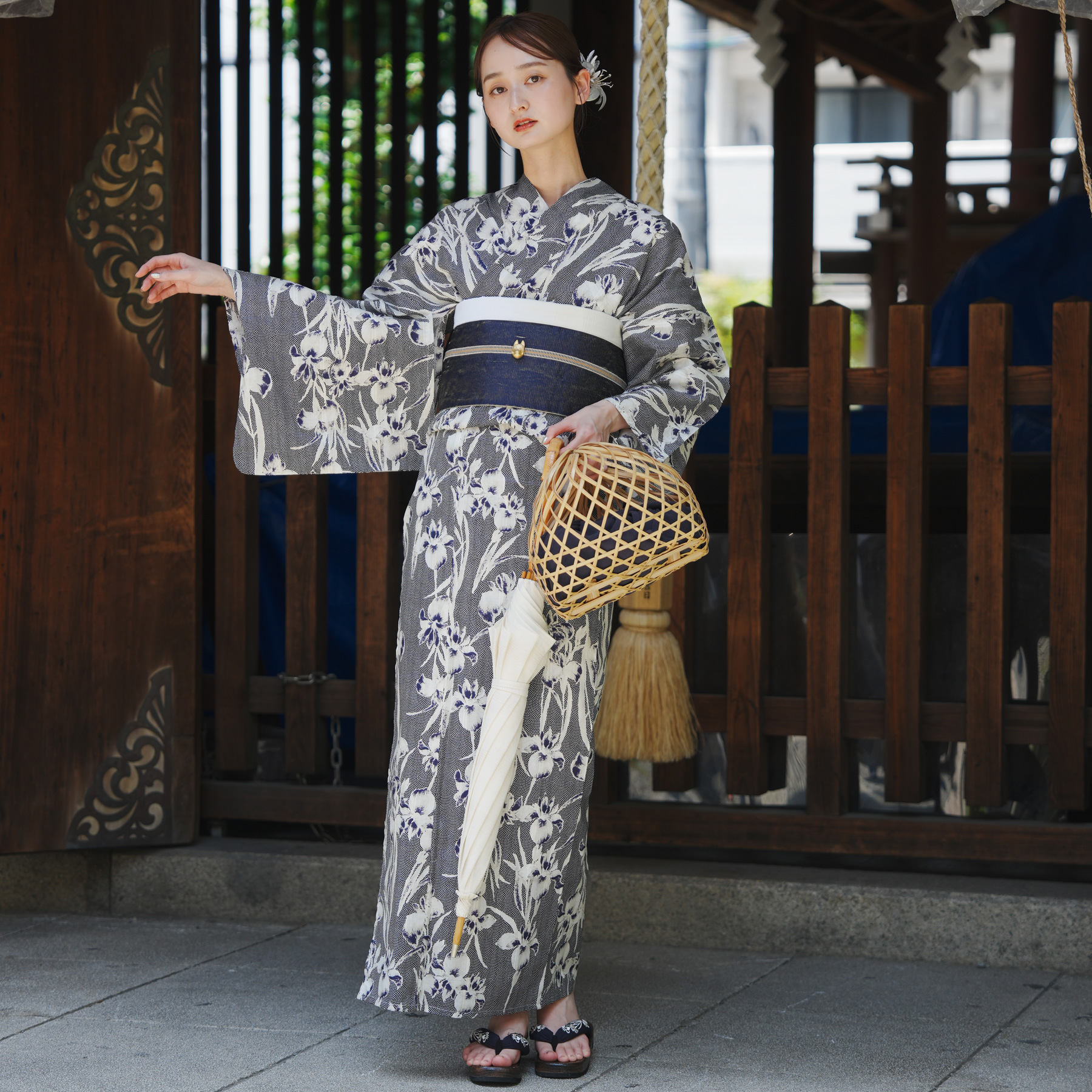 utatane×Acka.］鮫小紋と菖蒲 navy 浴衣4set : 浴衣通販 utatane