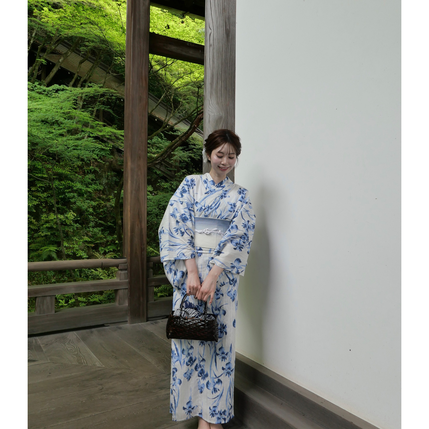 anee 　Acka utatane 浴衣4点セット　 鮫小紋と菖蒲 utatane×Acka.］鮫小紋と菖蒲 ivory 浴衣4set – Acka online store