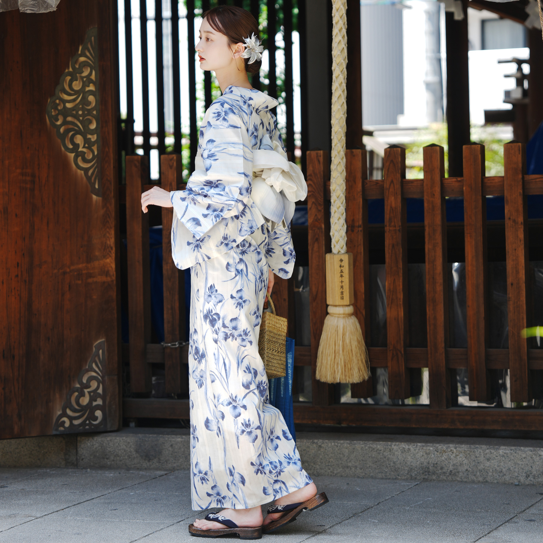美品utatane × acka 浴衣 utatane×Acka.］山茶花 white（lame）浴衣3set – Acka online store