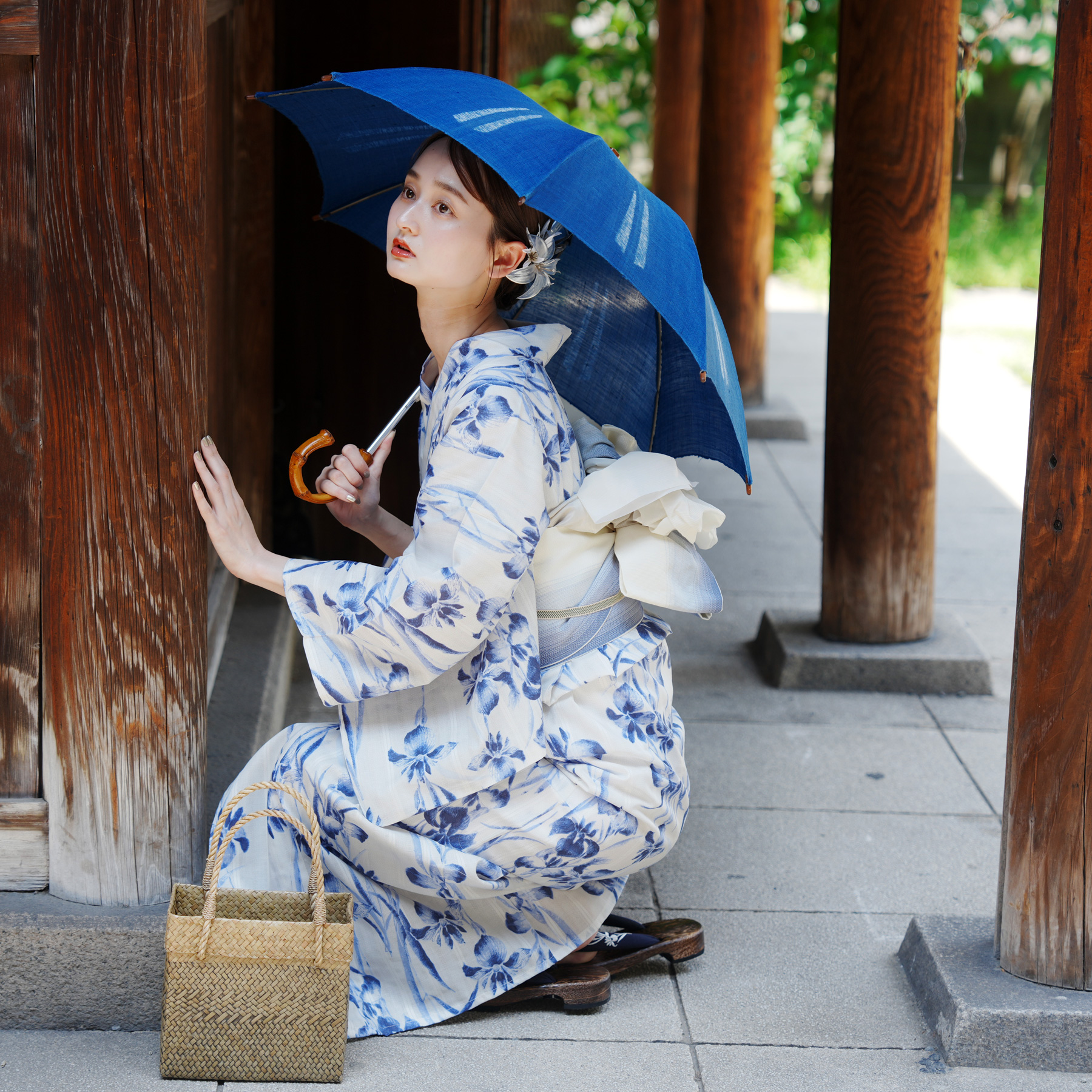 utatane×Acka.］鮫小紋と菖蒲 ivory 浴衣4set ○ : 浴衣通販