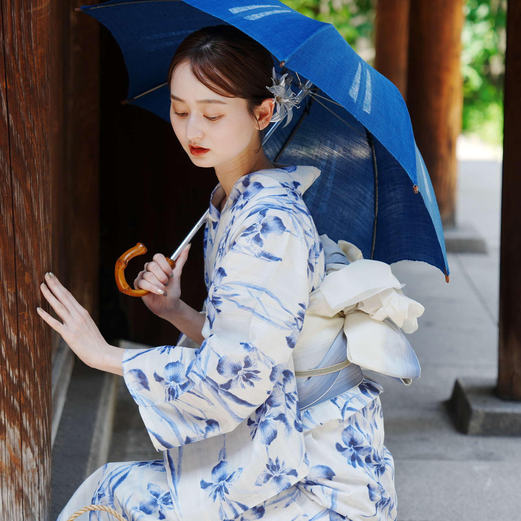 utatane×Acka.］鮫小紋と菖蒲 ivory 浴衣4set ○ : 浴衣通販