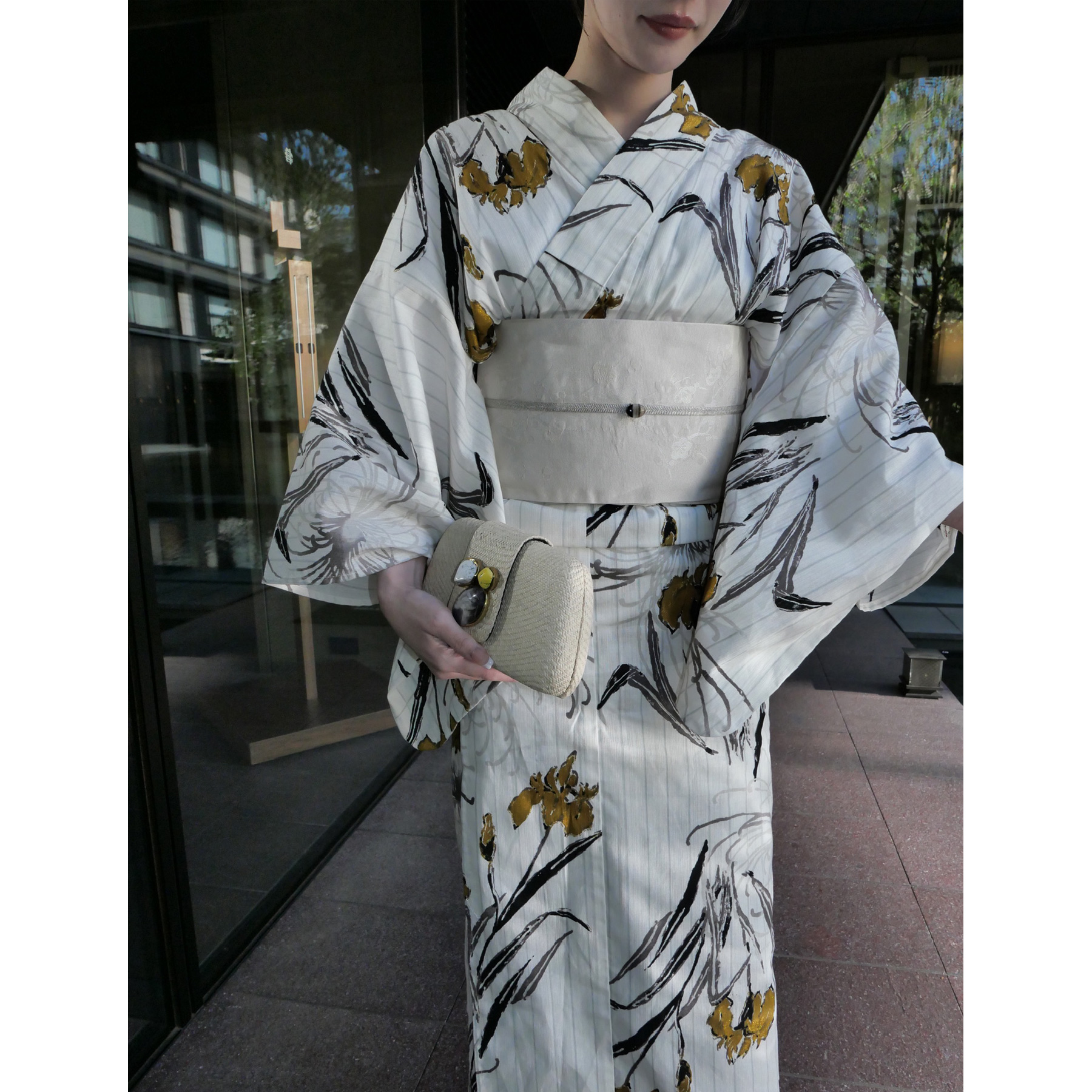 Acka.×utatane] 菖蒲と糸菊 white 浴衣4set : 浴衣通販 utatane - 通販