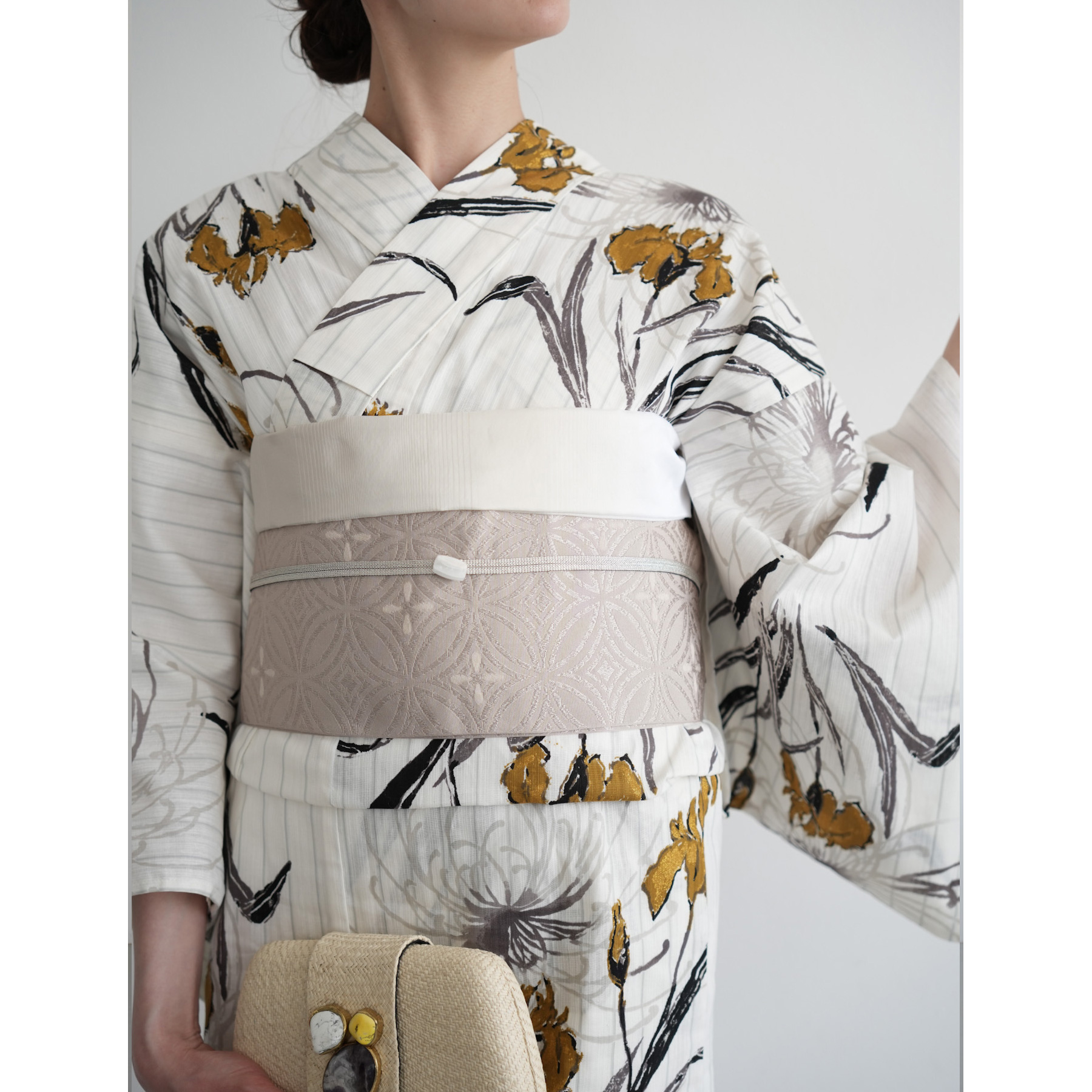 Acka.×utatane] 菖蒲と糸菊 white 浴衣4set ○ : 浴衣通販 utatane