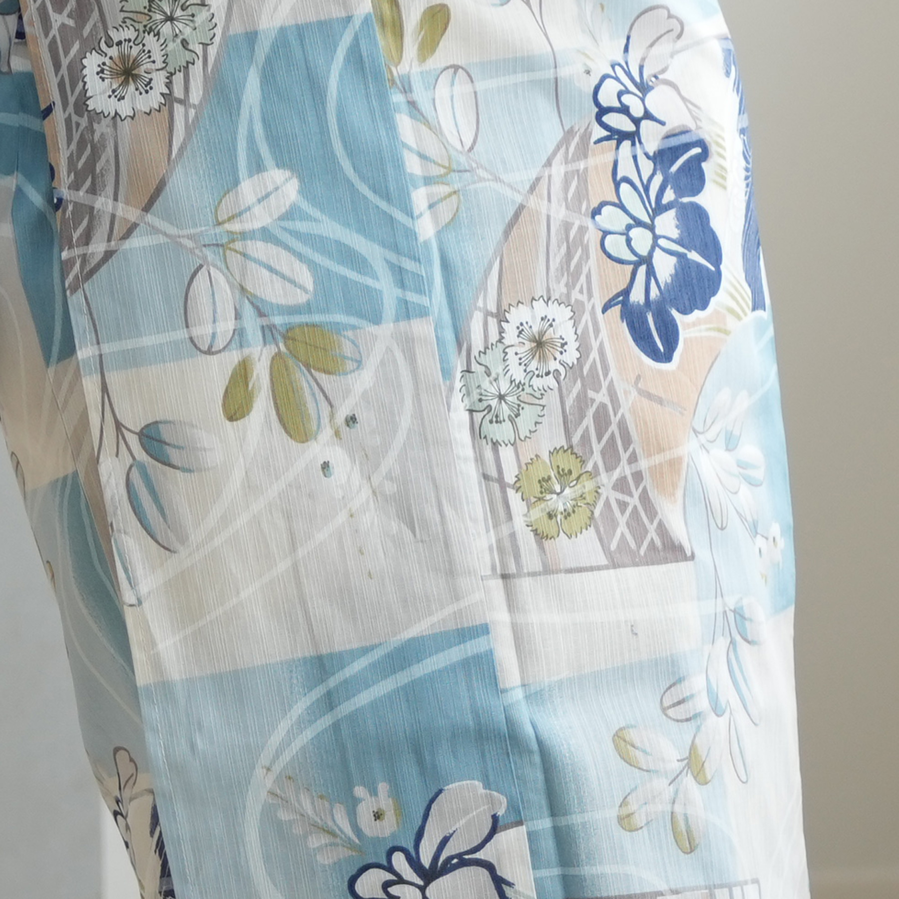 ★新品 浴衣と帯2点セット utatane 水色の市松に菖蒲 萩 撫子 Amazon.co.jp: 浴衣と帯2点セット utatane 水色の市松に菖蒲 萩