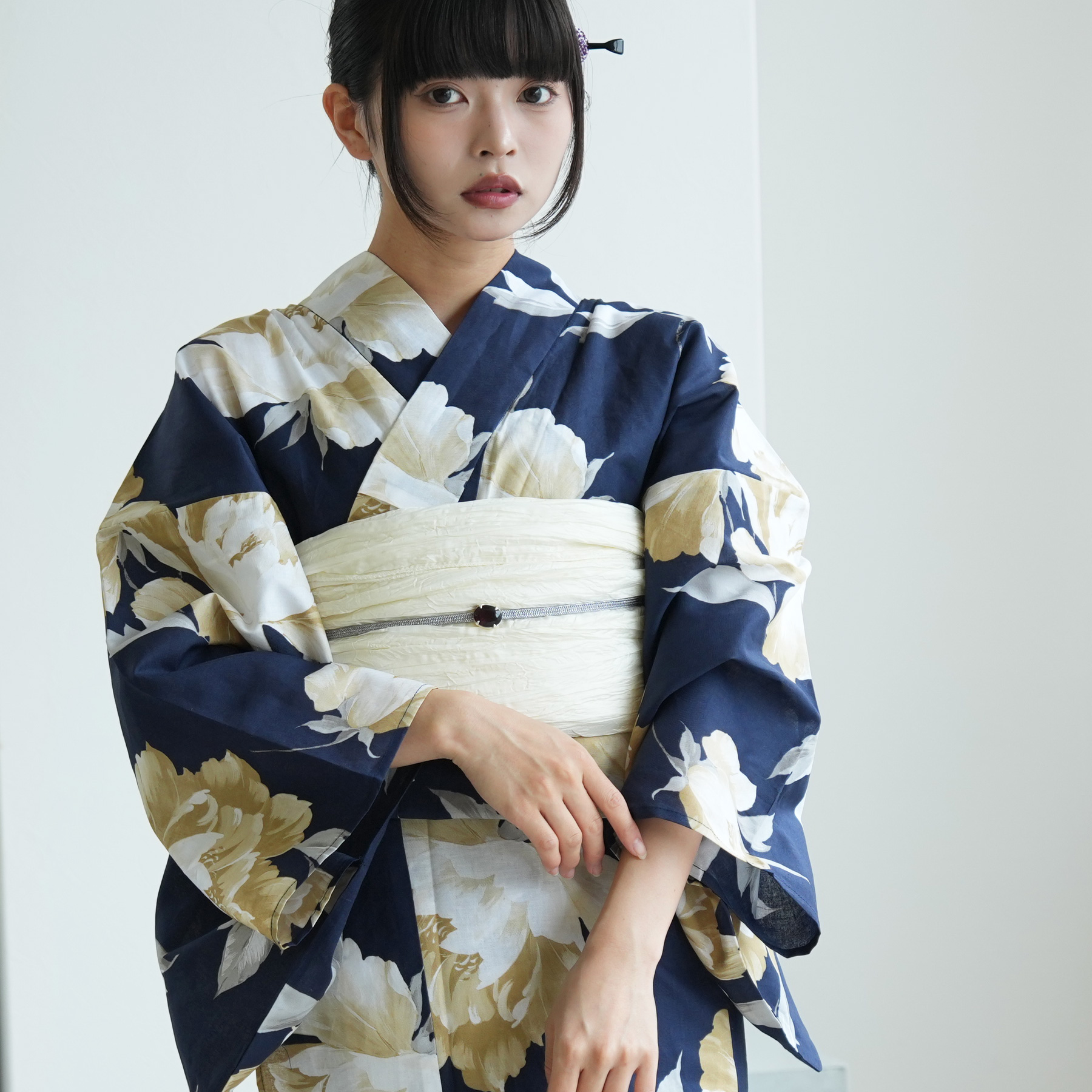 utatane 浴衣 レディース セット 高級変わり織 浴衣3点セット 鉄紺に