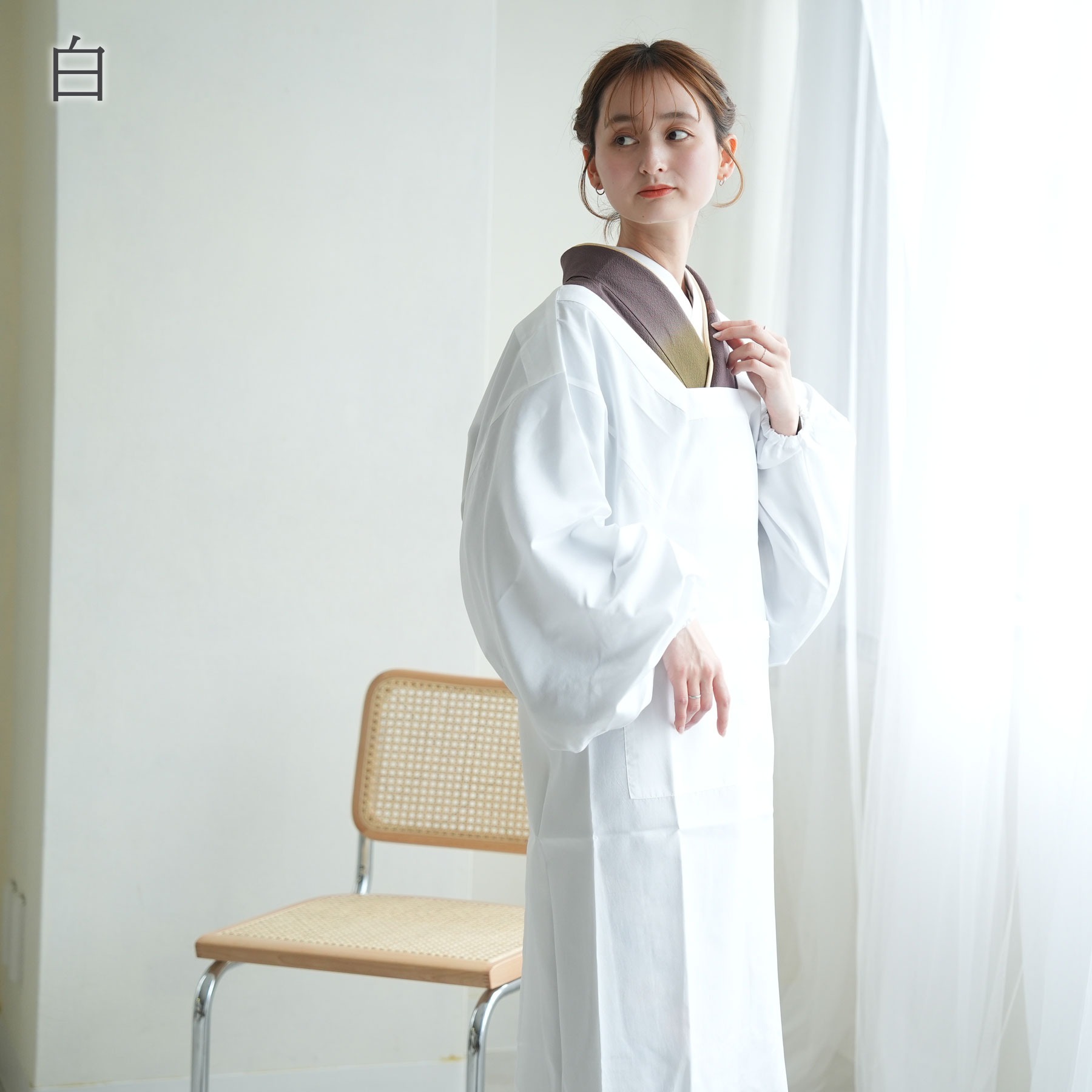 割烹着 収納ポーチ付 選べる6色 M・Lサイズ 撥水 シンプル 着物