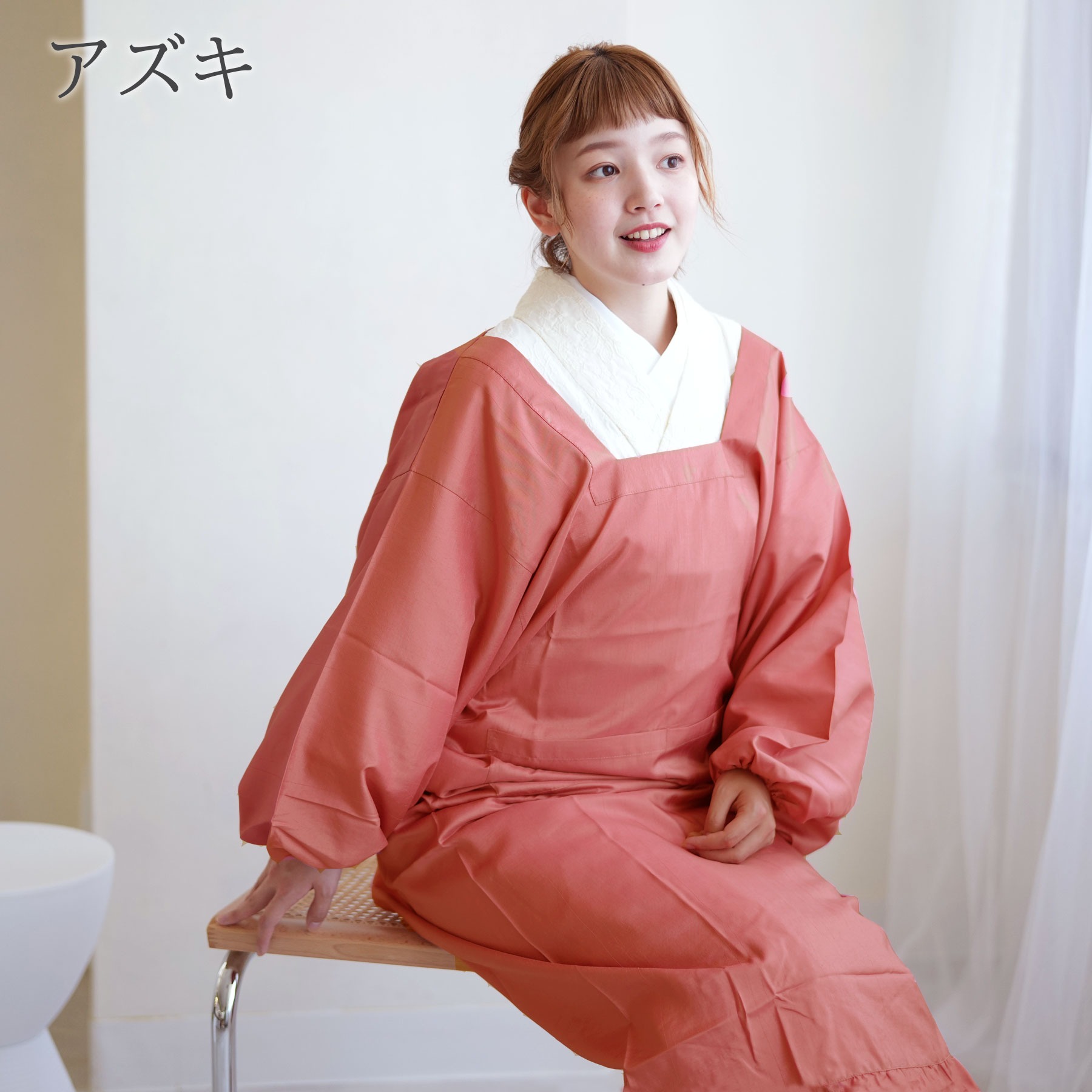 割烹着 収納ポーチ付 選べる6色 M・Lサイズ 撥水 シンプル 着物