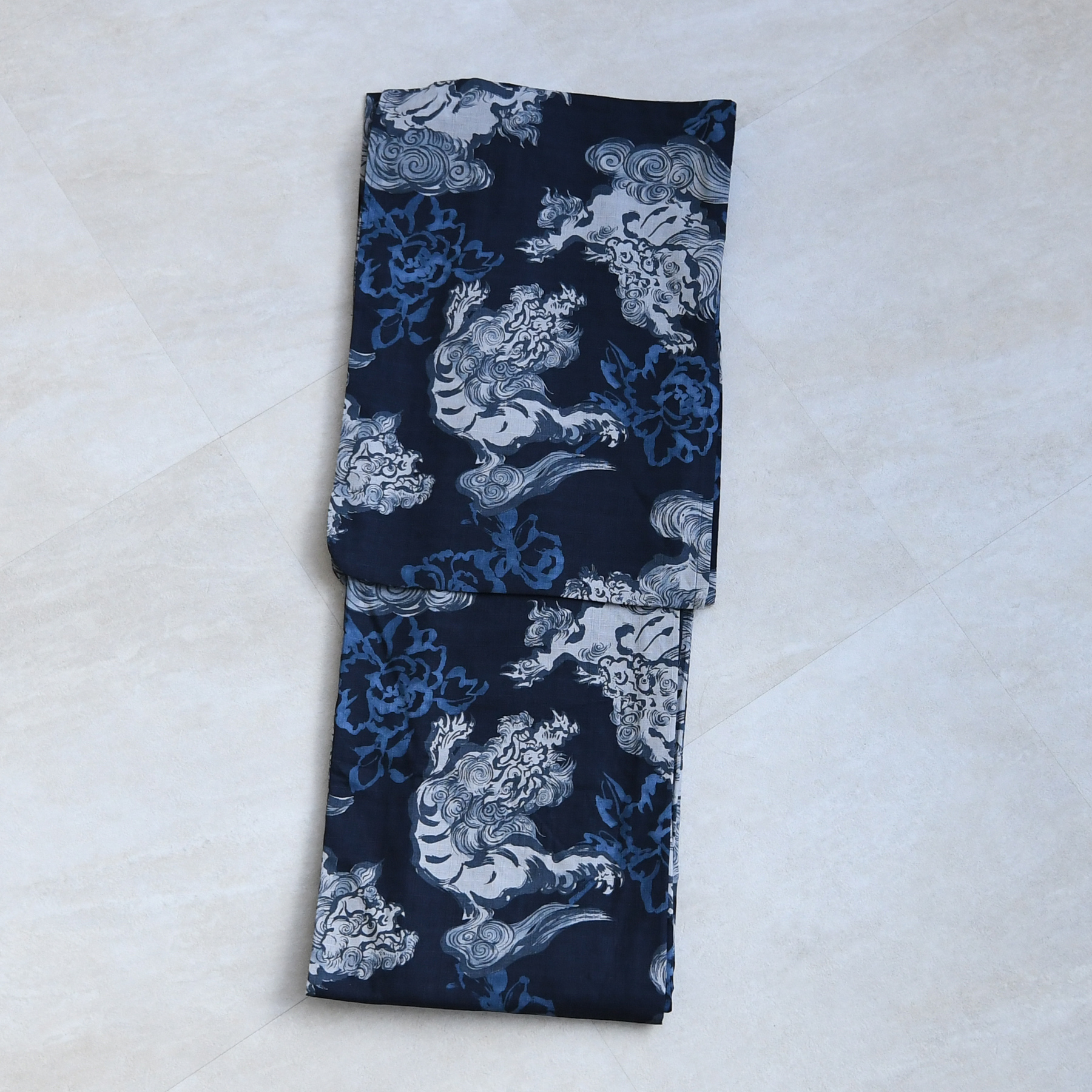 着物 単衣 レディース 洗える着物 単品 ニコアンティーク 唐獅子