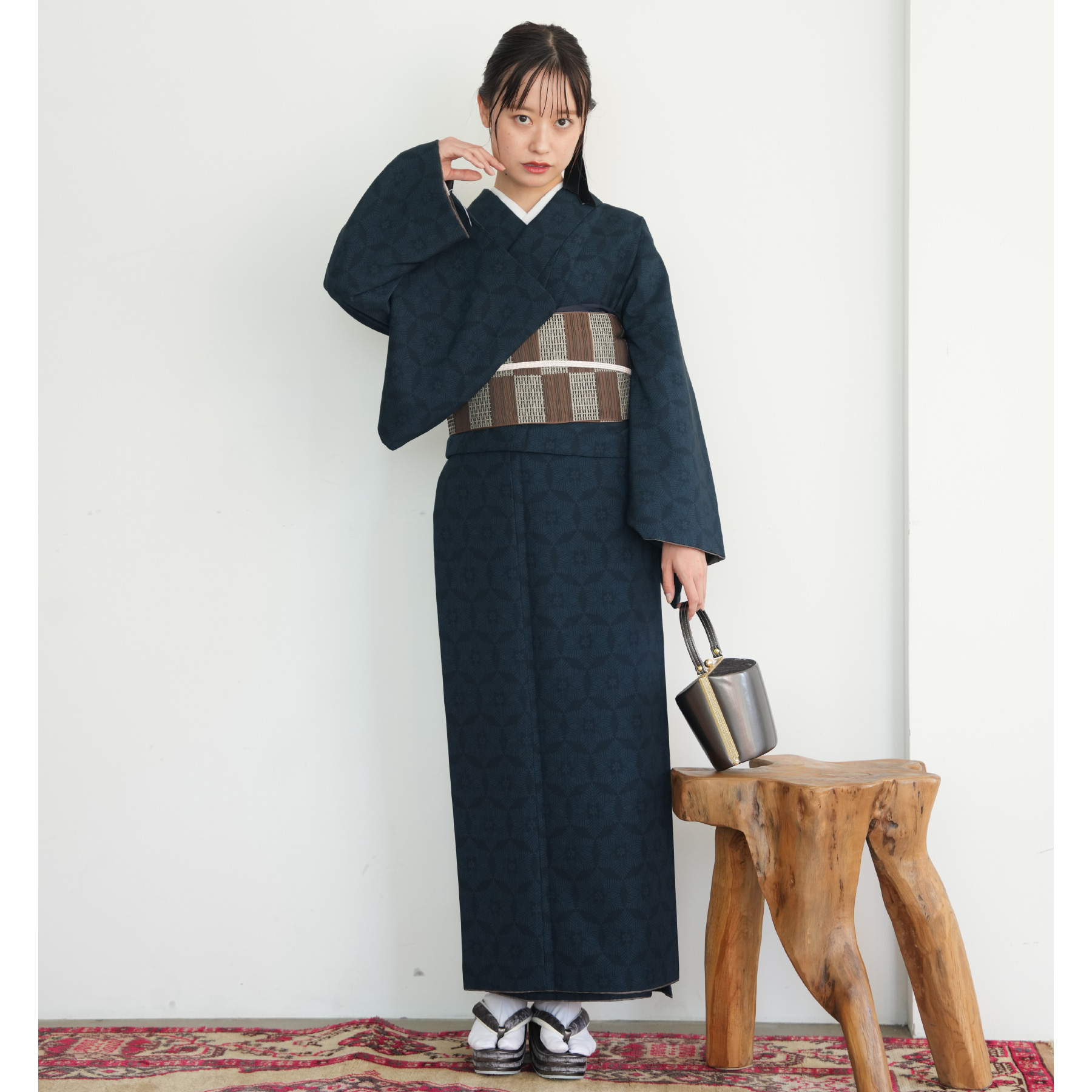 着物 ポリエステル 単品 JAPAN MODE 袷着物 日本製 小紋 レディース