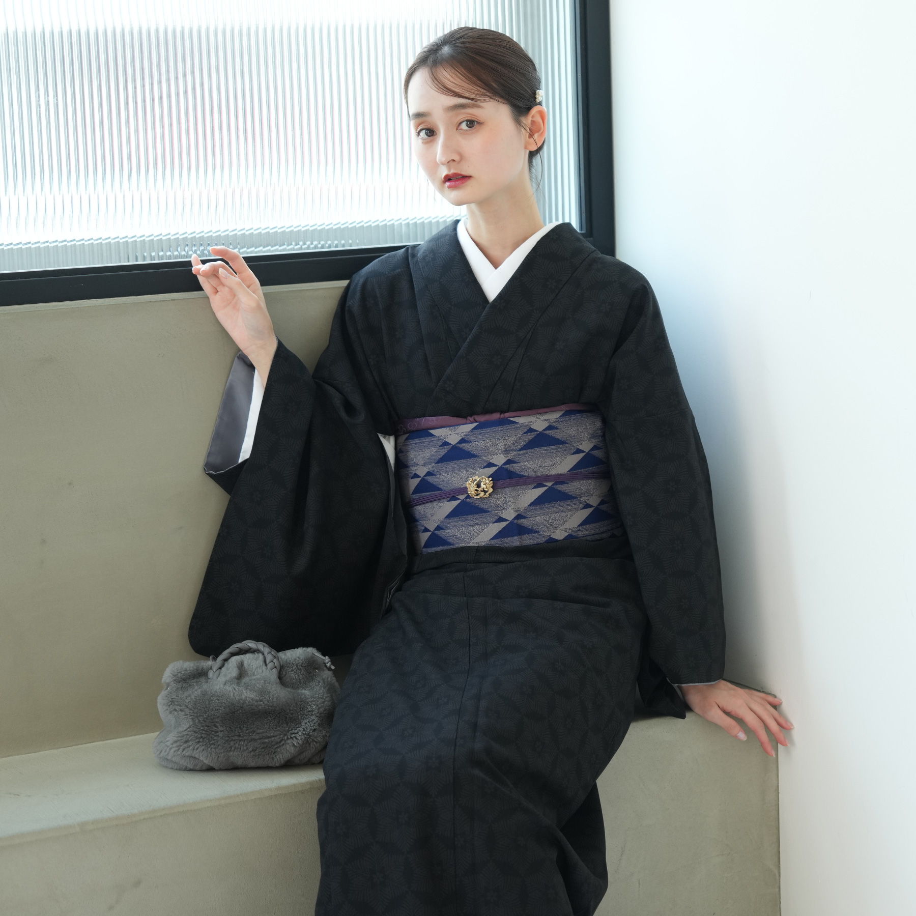 着物 ポリエステル 単品 JAPAN MODE 袷着物 日本製 小紋 レディース