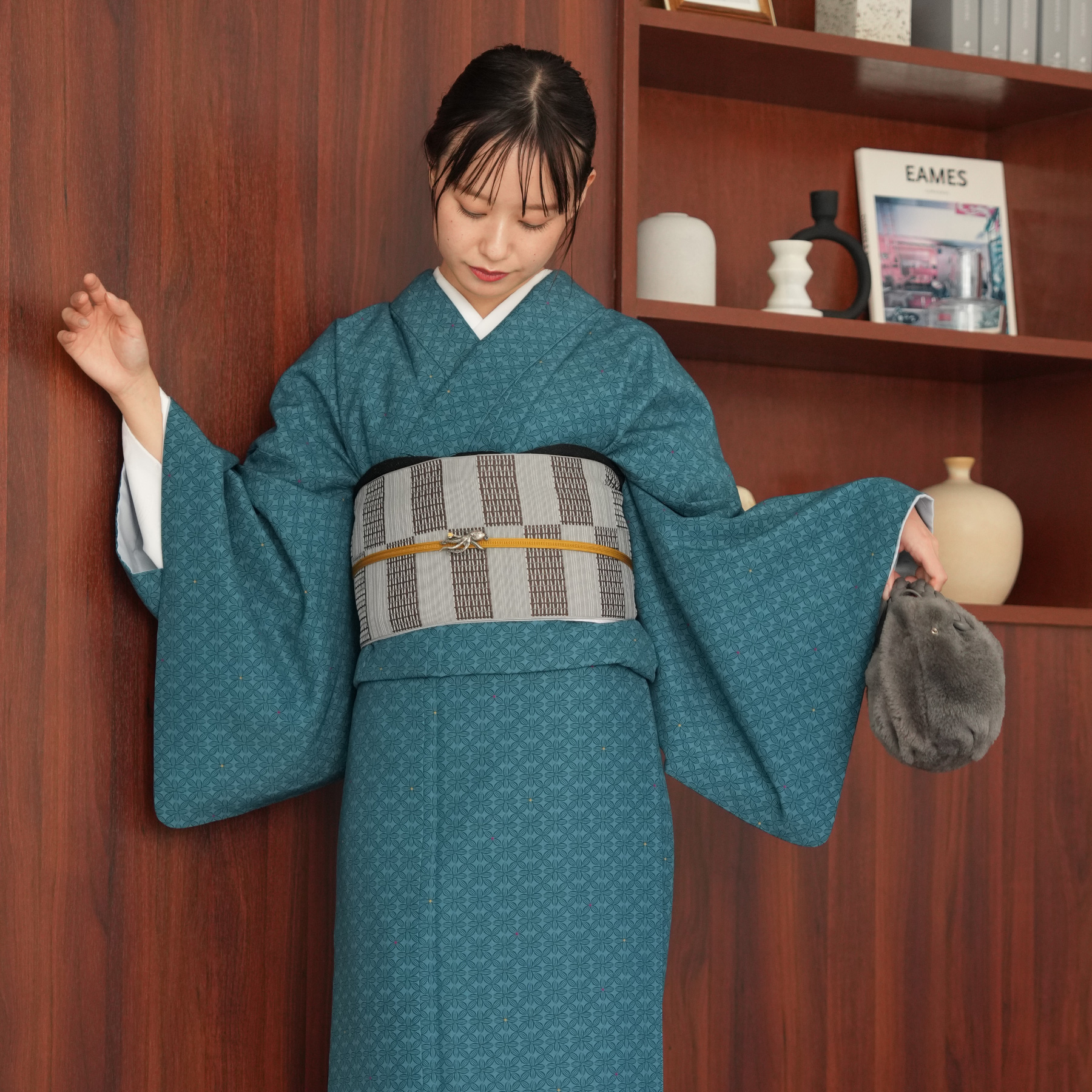 着物 ポリエステル 単品 JAPAN MODE 袷着物 日本製 小紋 レディース