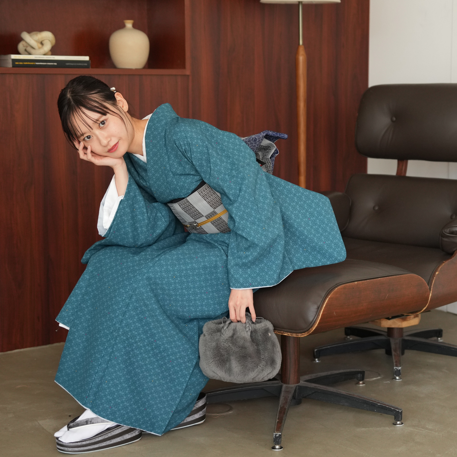 着物 ポリエステル 単品 JAPAN MODE 袷着物 日本製 小紋 レディース 