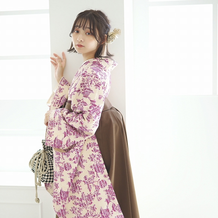 utatane 袴 卒業式 購入 2尺袖着物+袴の2点セット レトロ 袴セット 花 